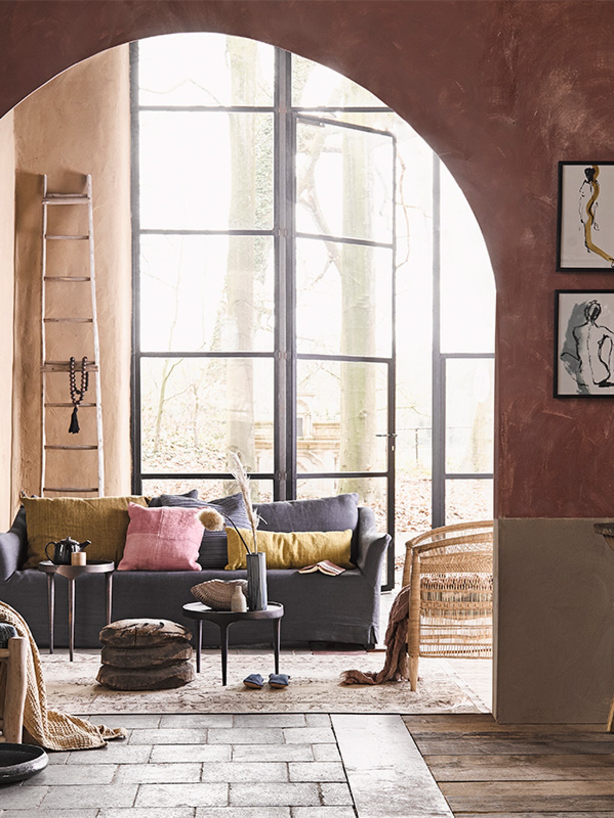 creatief en exotisch dromen van verre oorden in een bohemian woonkamer