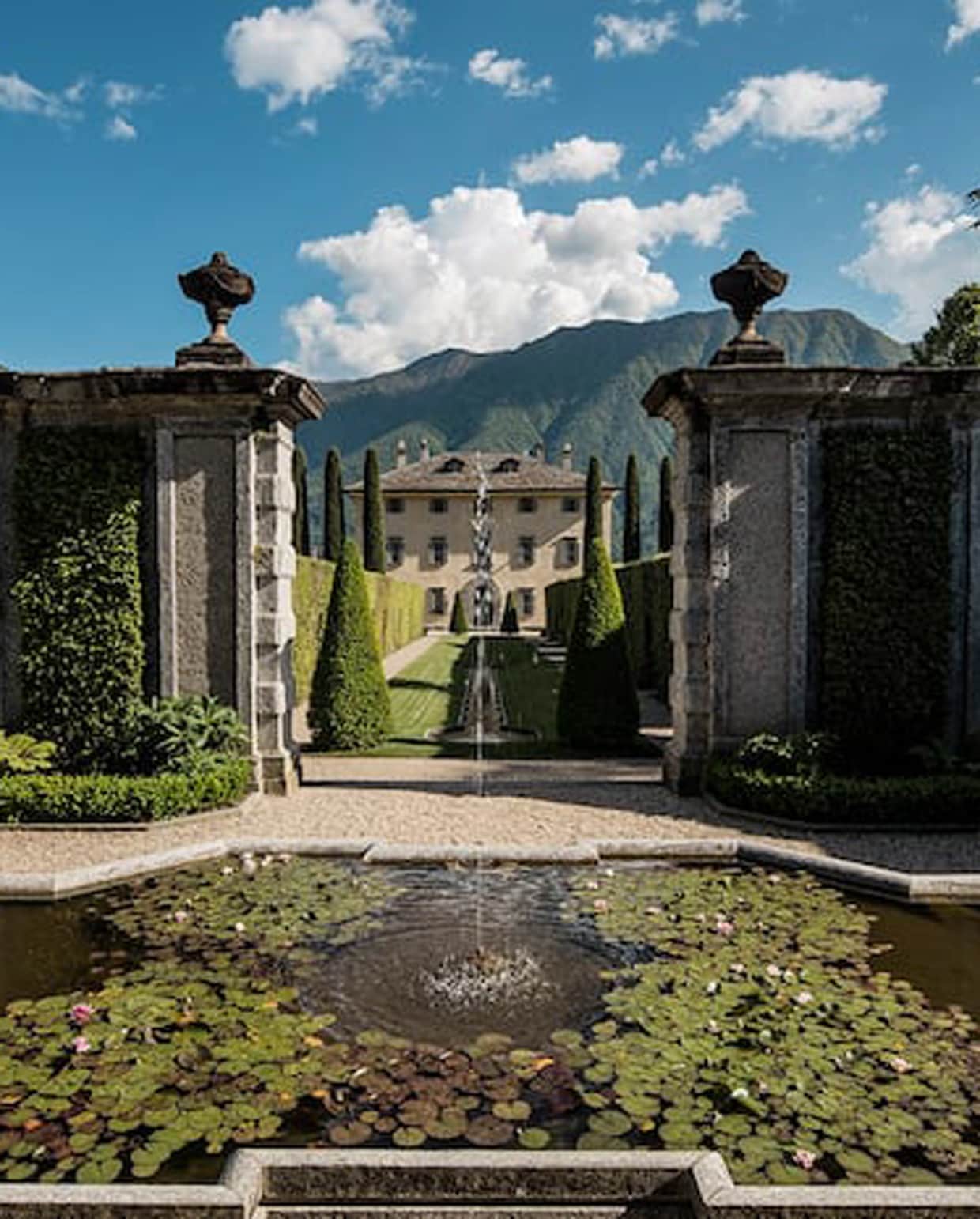 Tuin en fontein Villa Balbiano House of Gucci