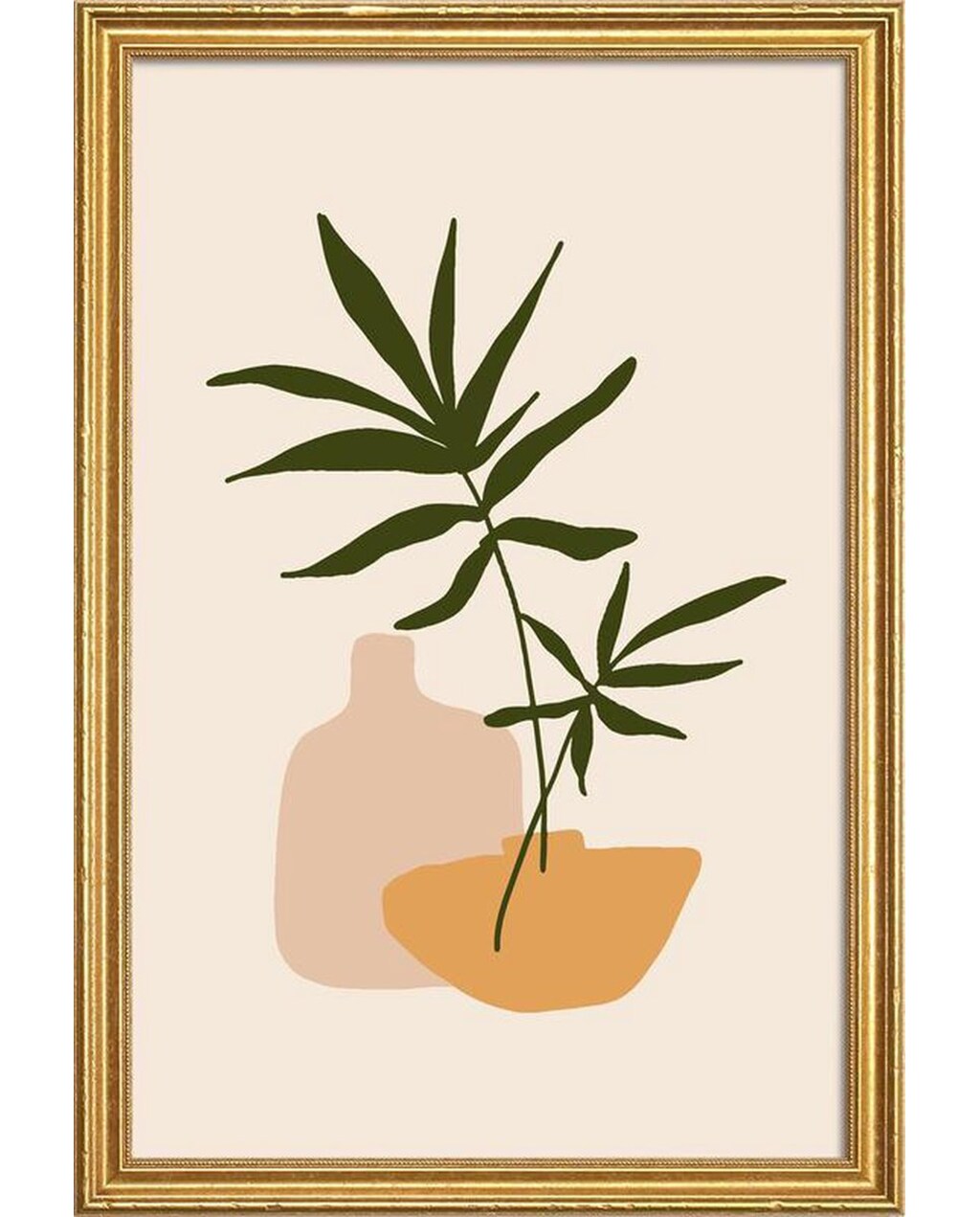 Poster met Houten Lijst, Vases, Bruin &amp; Groen, Junique, bol.com,