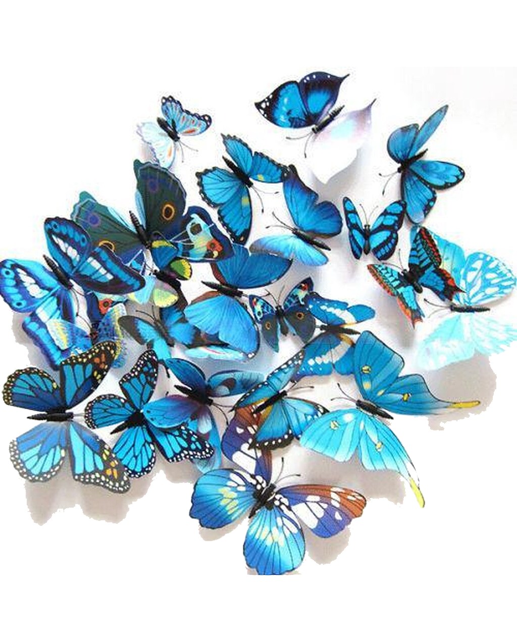Muur Sticker / Muurdecoratie, Blauw, 3D Vlinders, bol.com,