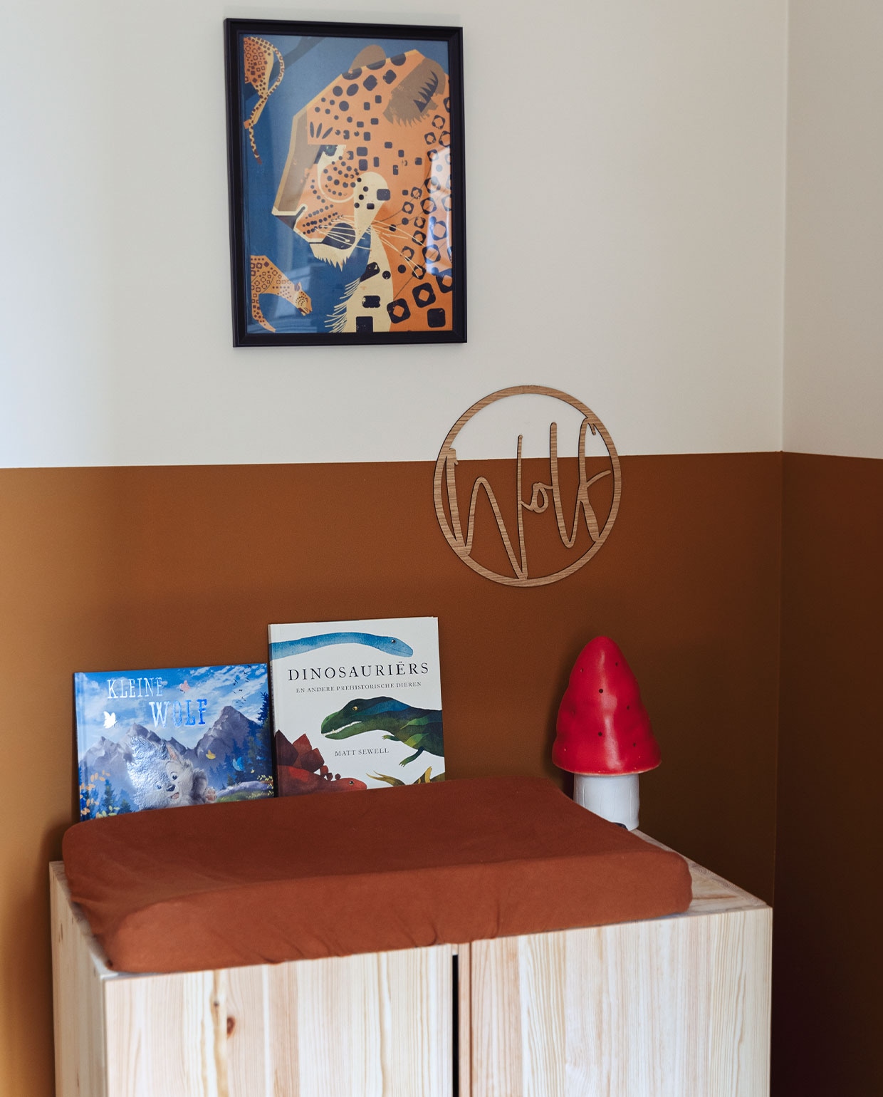 Kast Ikea. Print Desenio. Hanger gekregen. Lamp kringloop.