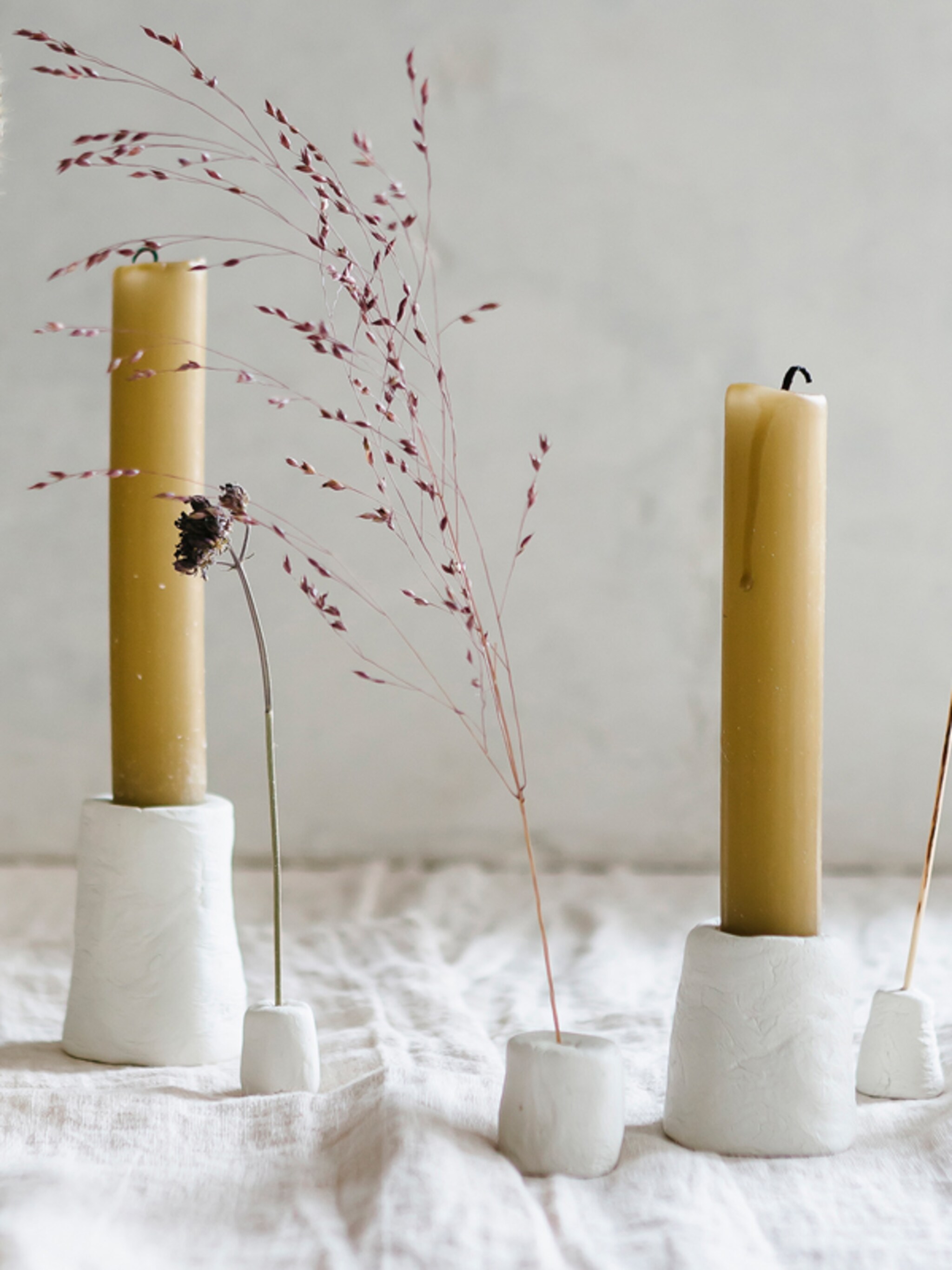 diy kandelaars van klei