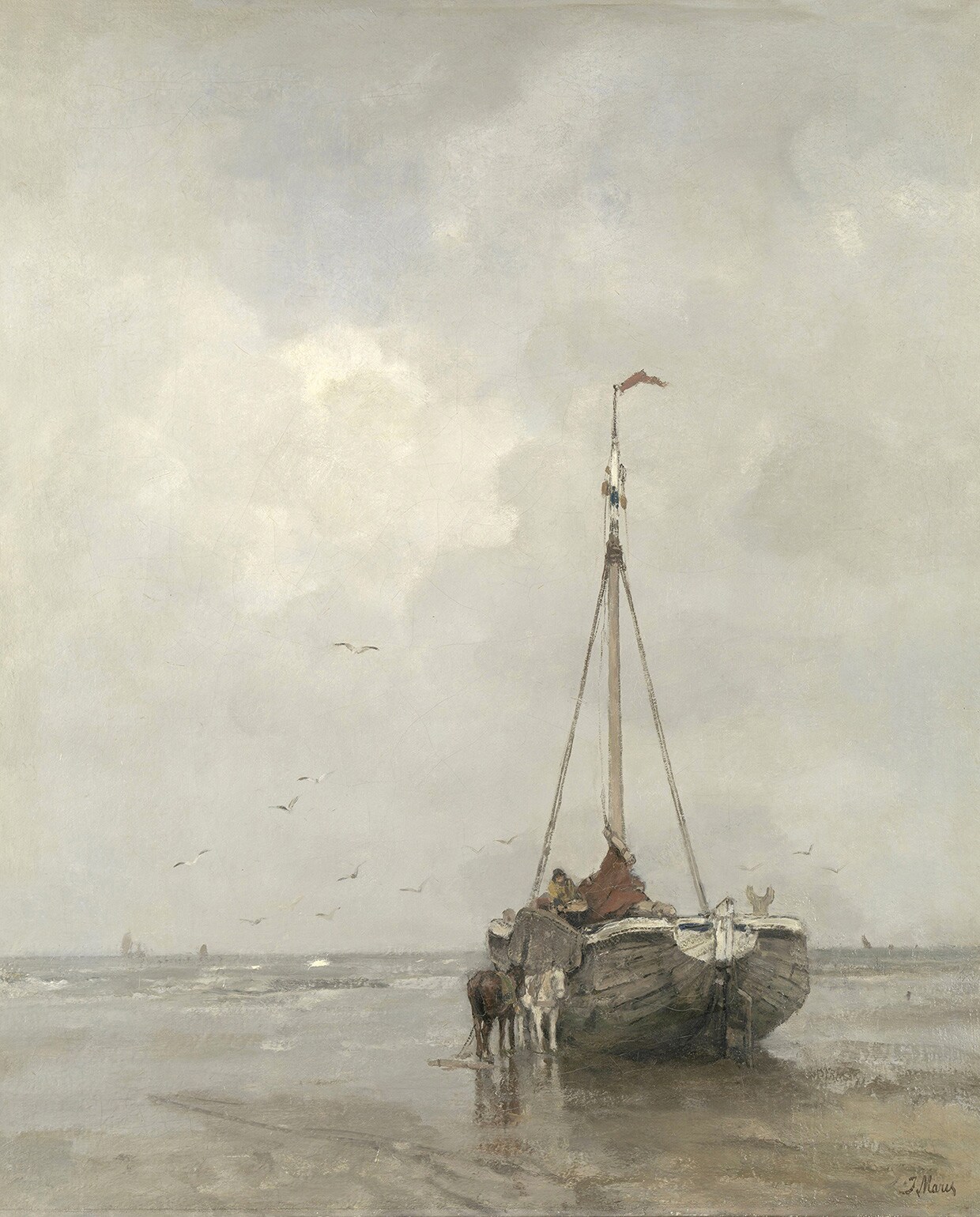 Bomschuit (1878) van Jacob Maris. Als replica verkrijgbaar in diverse formaten vanaf 100×115 cm (muurmeesters.nl).