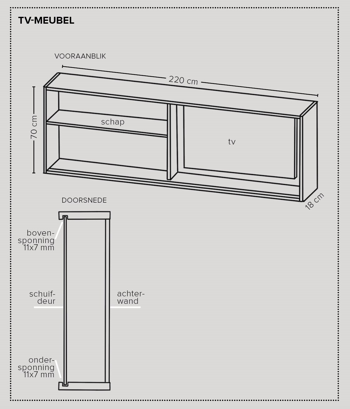 werktekening | tv-meubel