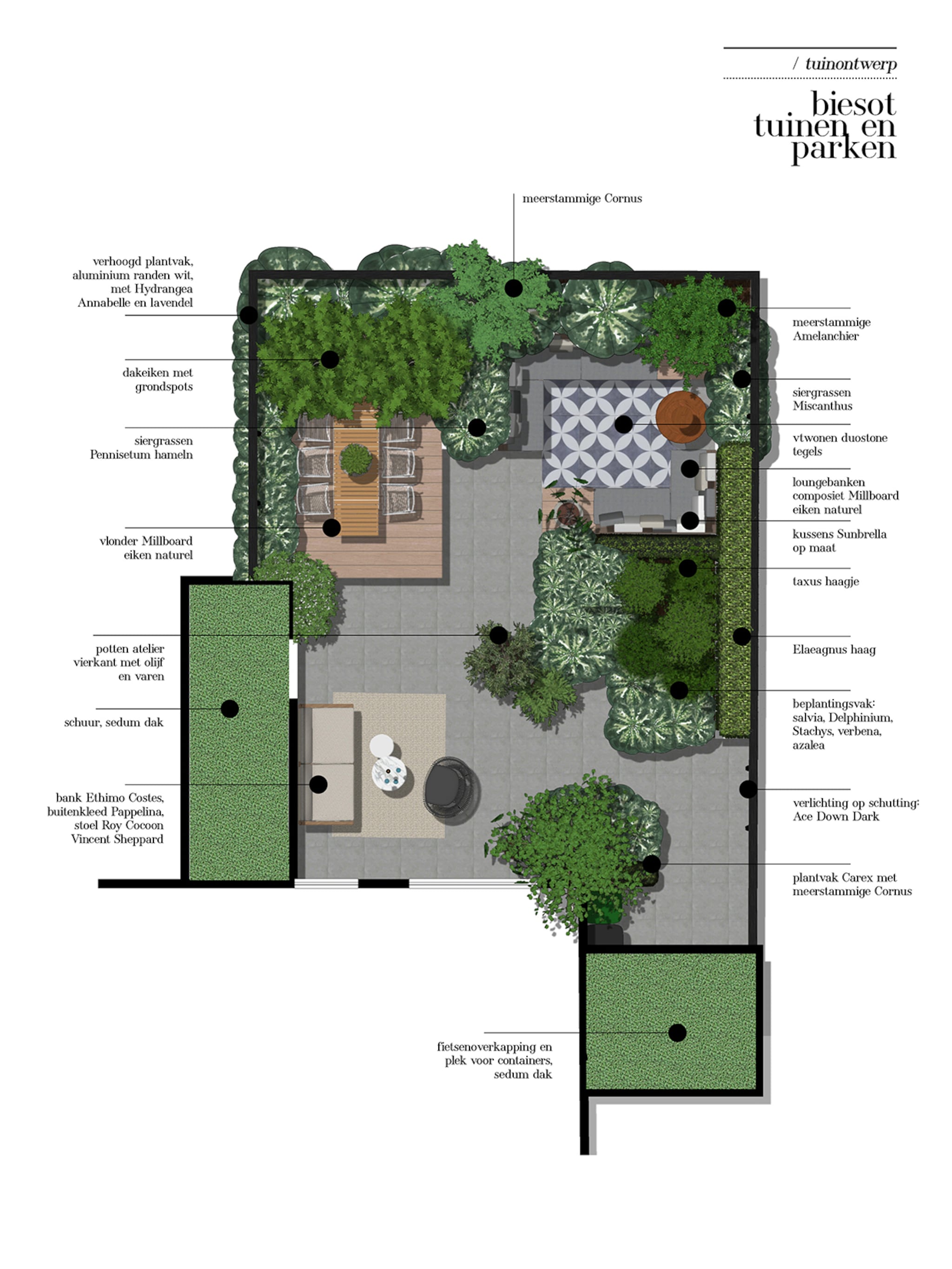 tuinontwerp van 50m2 geheel met ongedwongen ibiza vibe