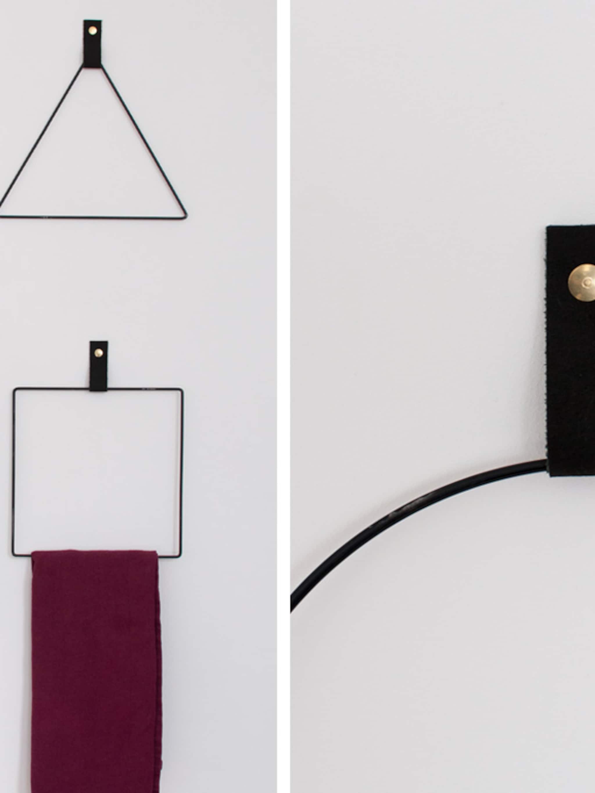 diy geometrische handdoekhouders met leer