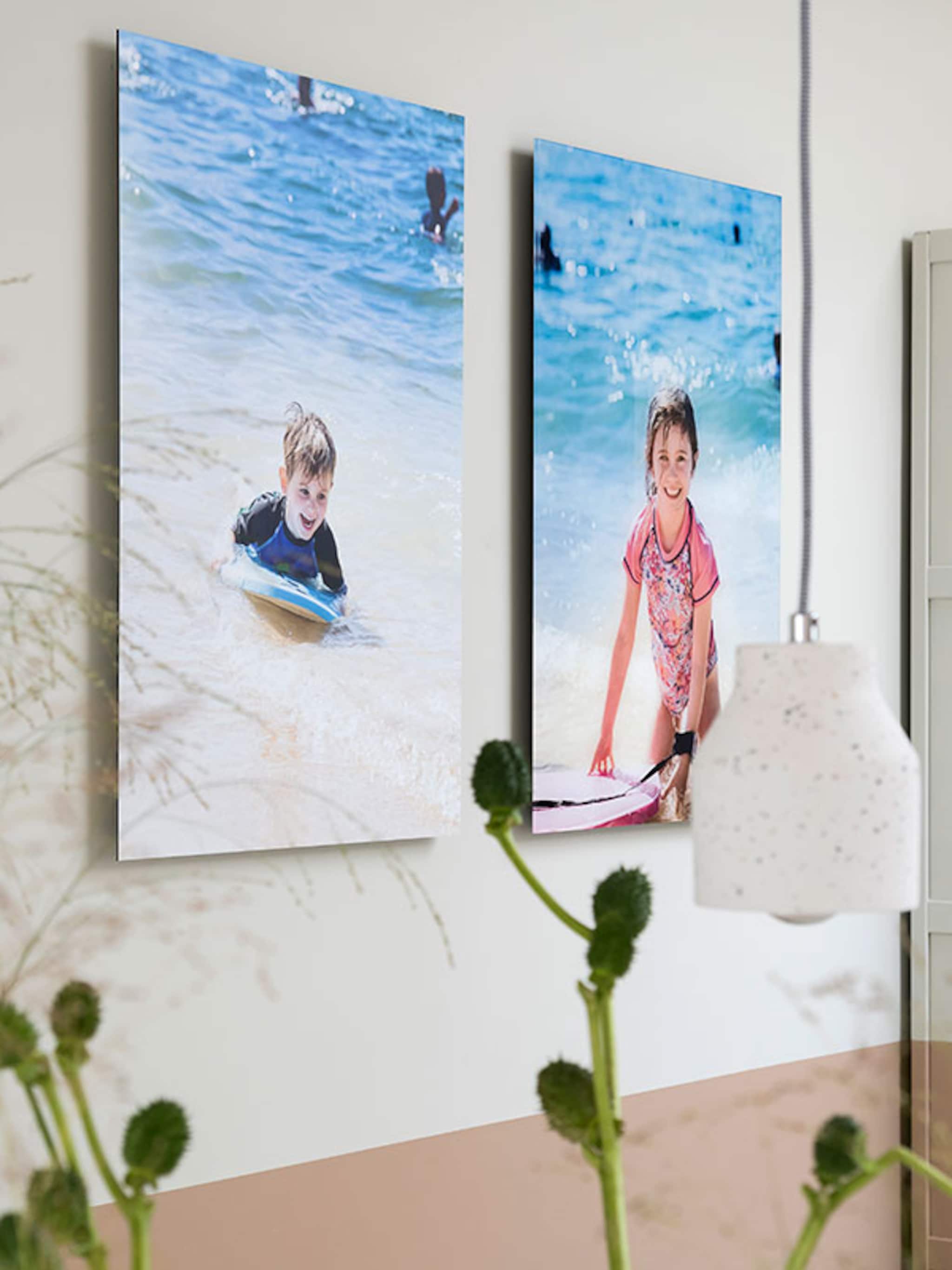 foto s aan de wand 4 x verschillende materialen