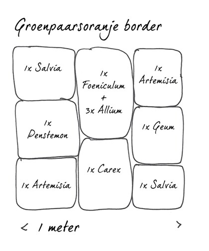 Groenpaarsoranje beplantingsplan