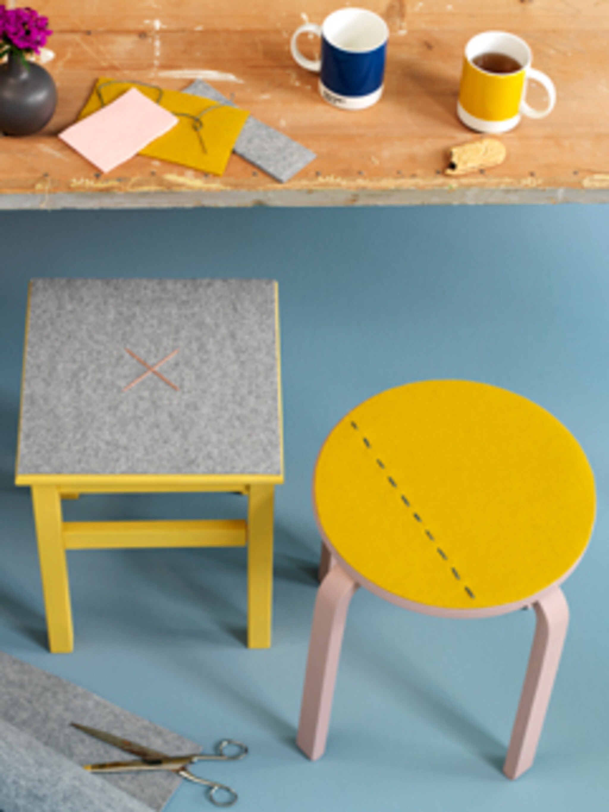 geef een kruk een nieuwe look met vilt