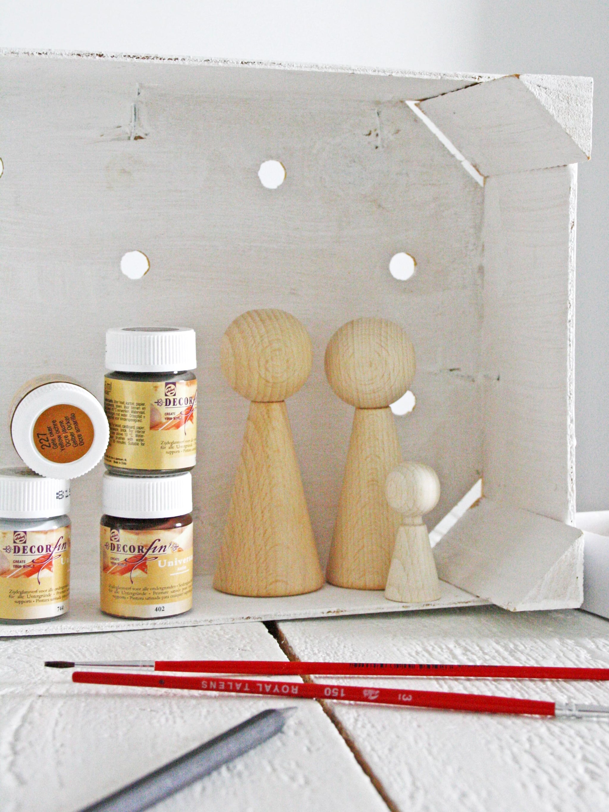 kerststal in een kistje