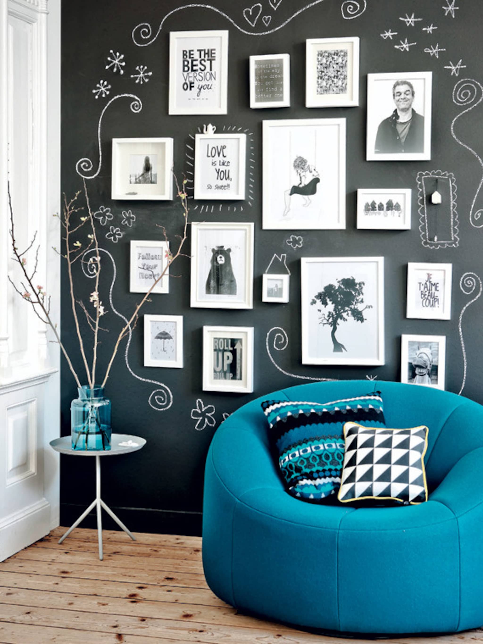 krijtlijst muur met schoolbordverf