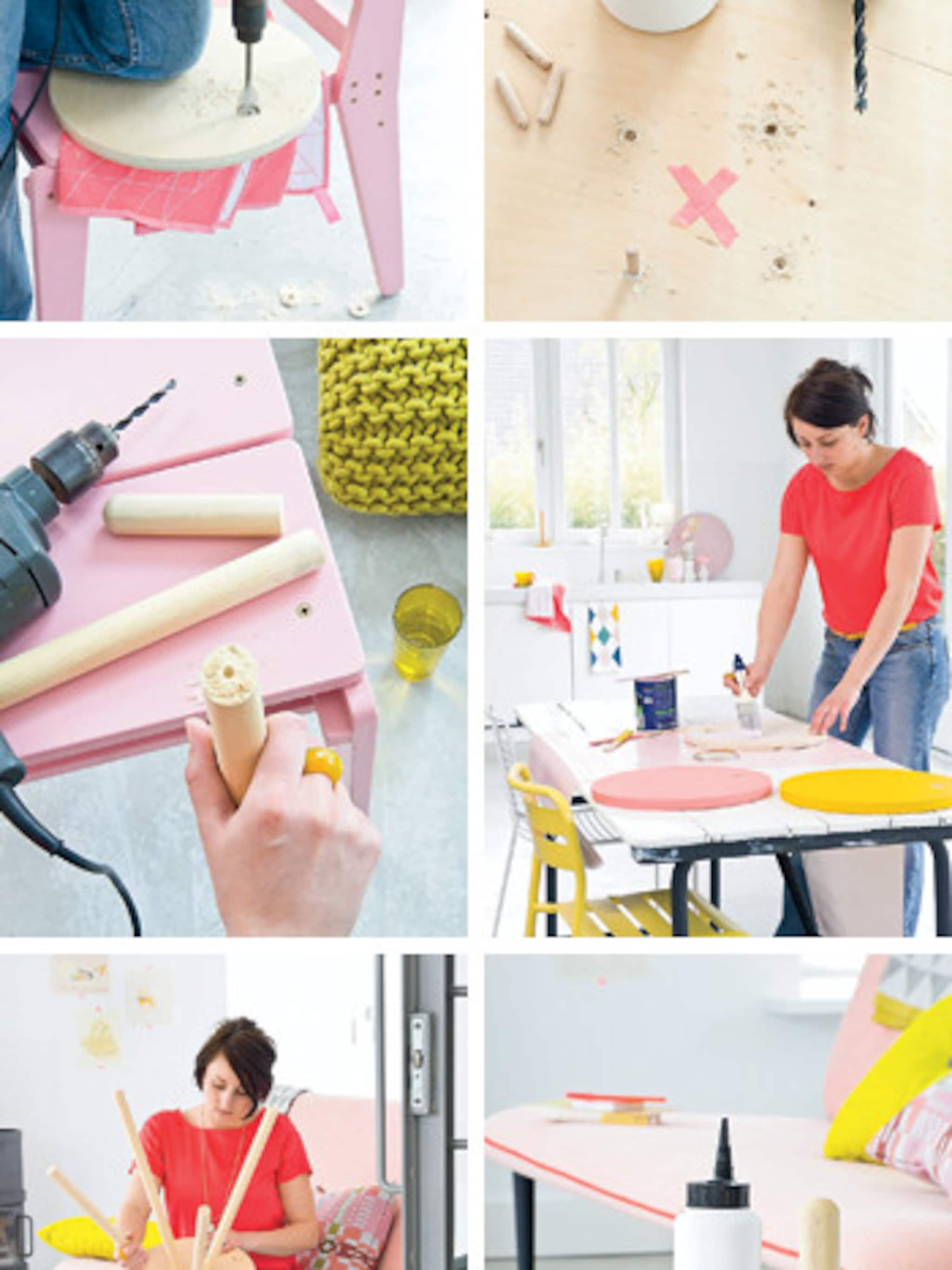 kleurrijke bijzettafel van ikea krukjes