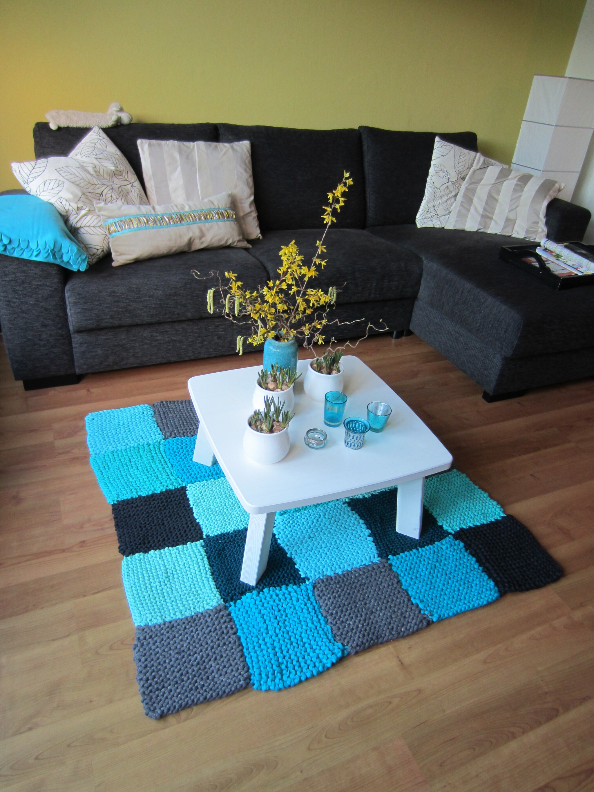 kleed met blauwe vlakken