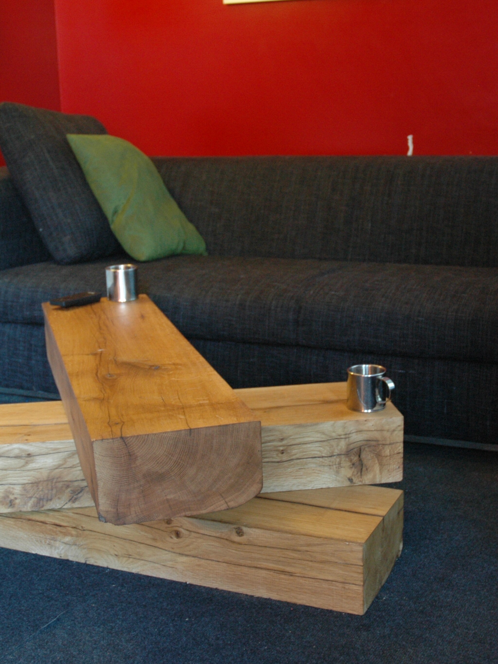 salontafel van eikenhouten balken