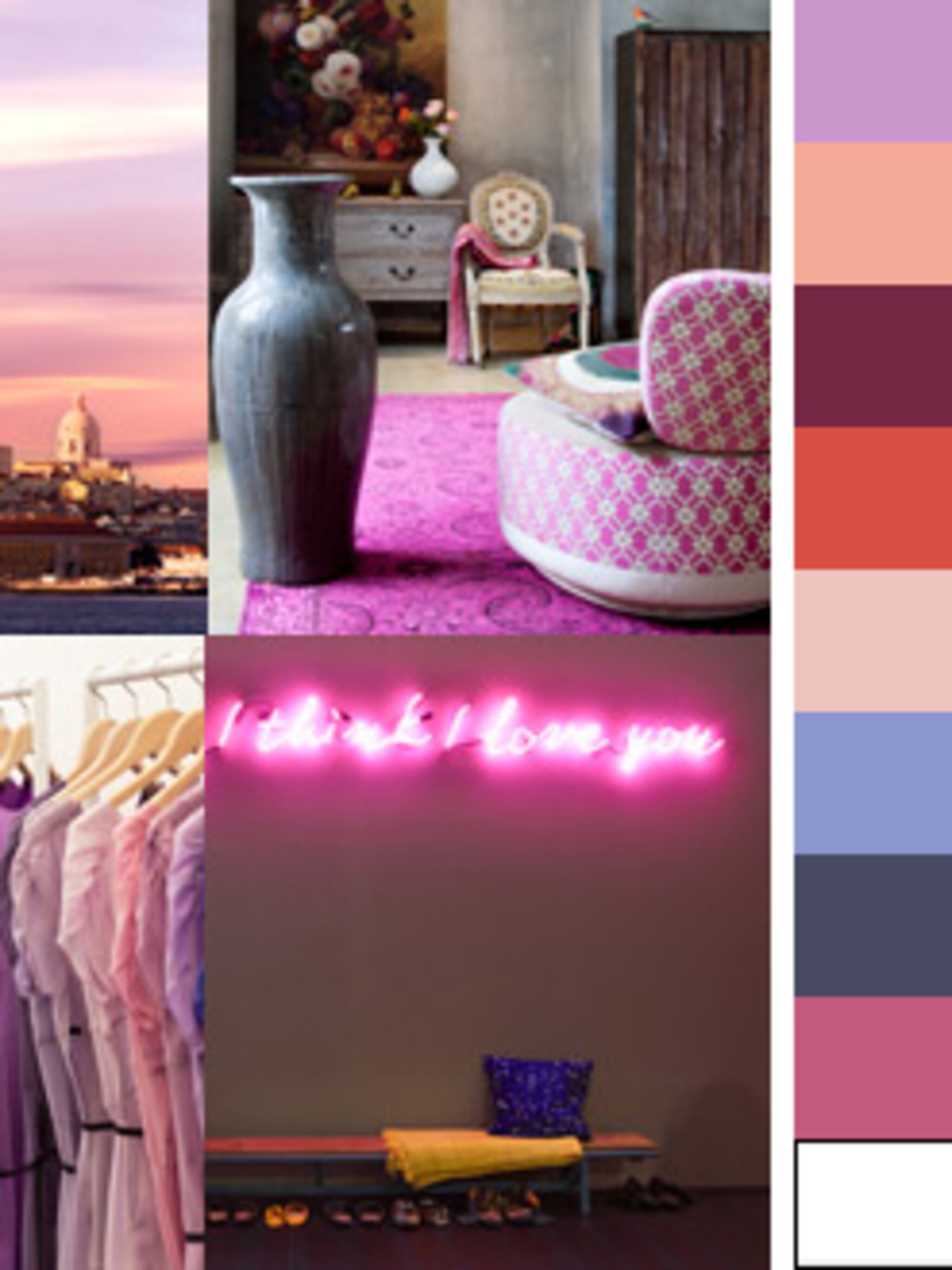 een combinatie van rood roze en lila