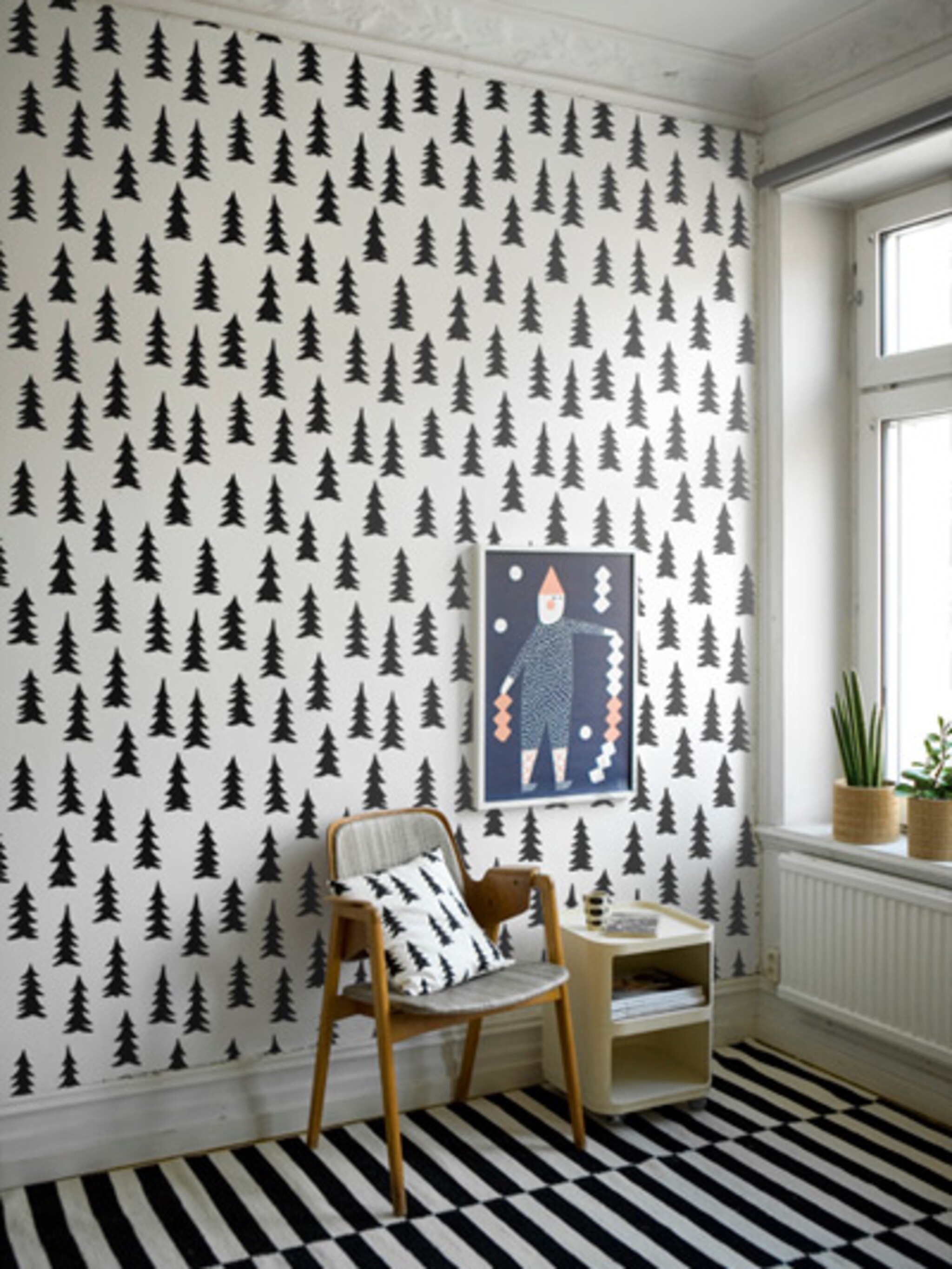 behang met kerstbomen