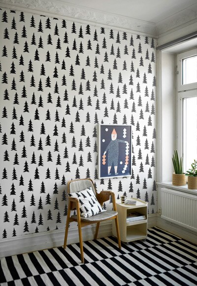 Behang Gran van Fine Little Day in de kleur zwart op wit