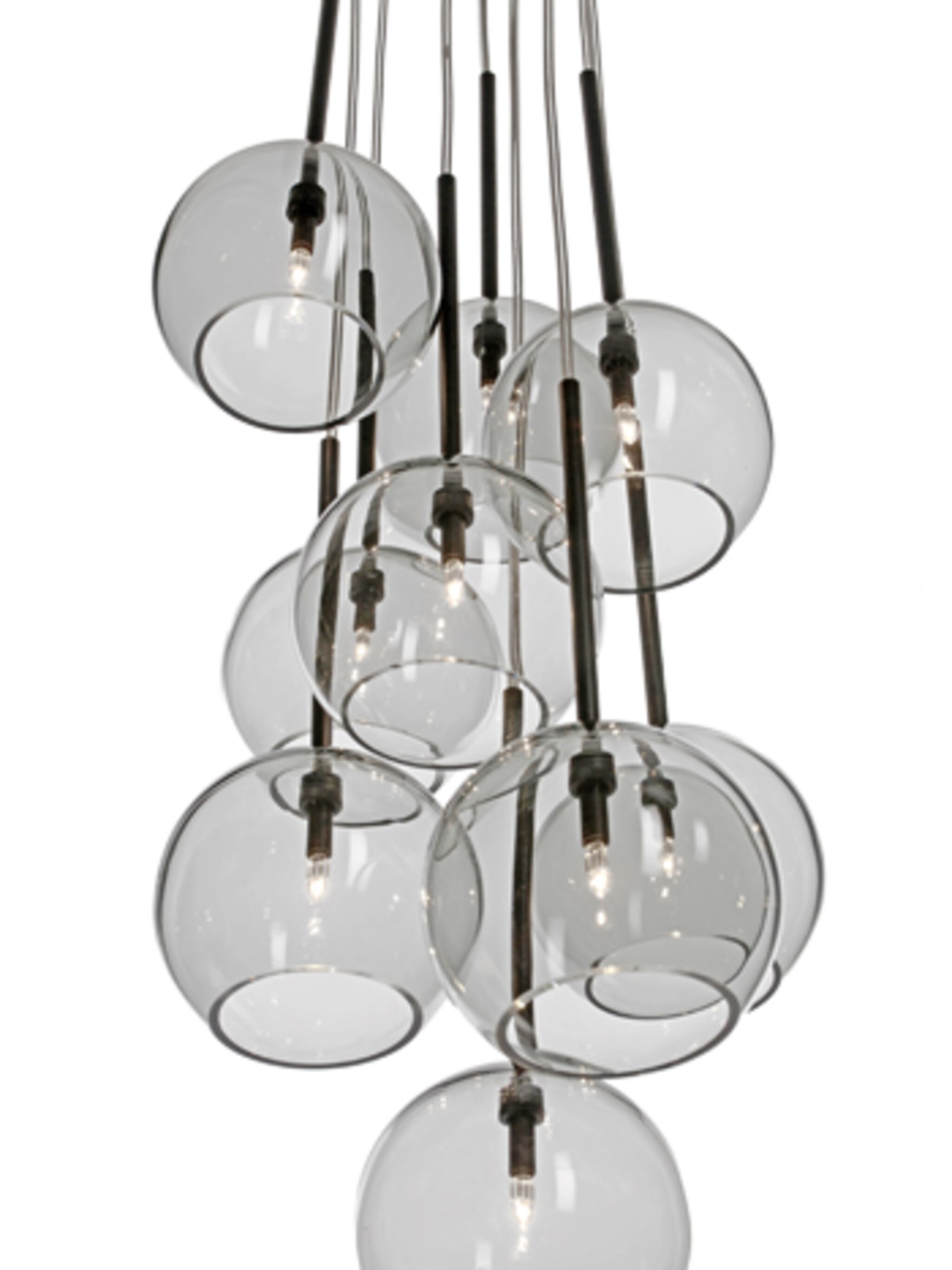 stralend licht van een lamp met negen glazen bollen