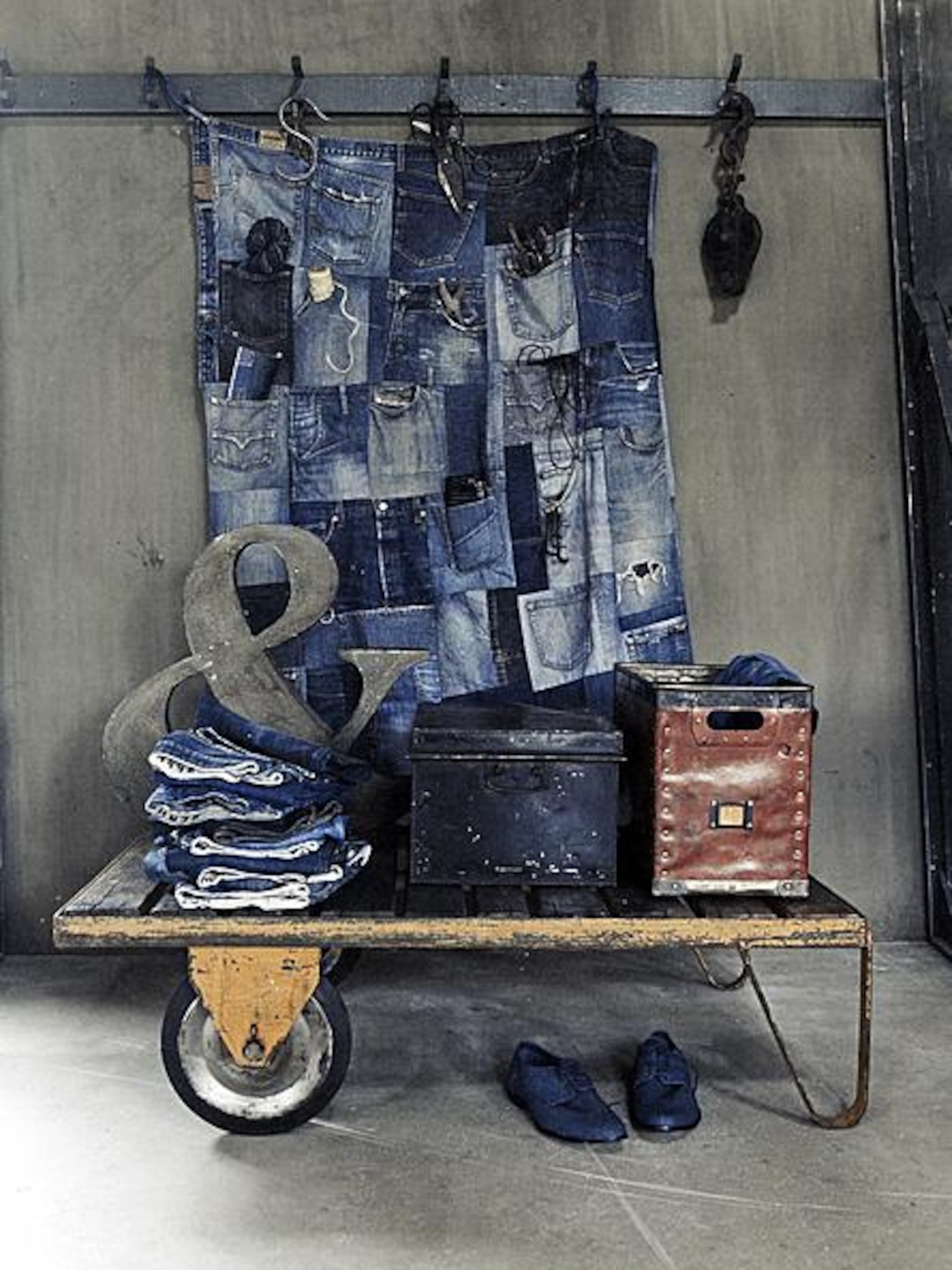 denim opbergzak
