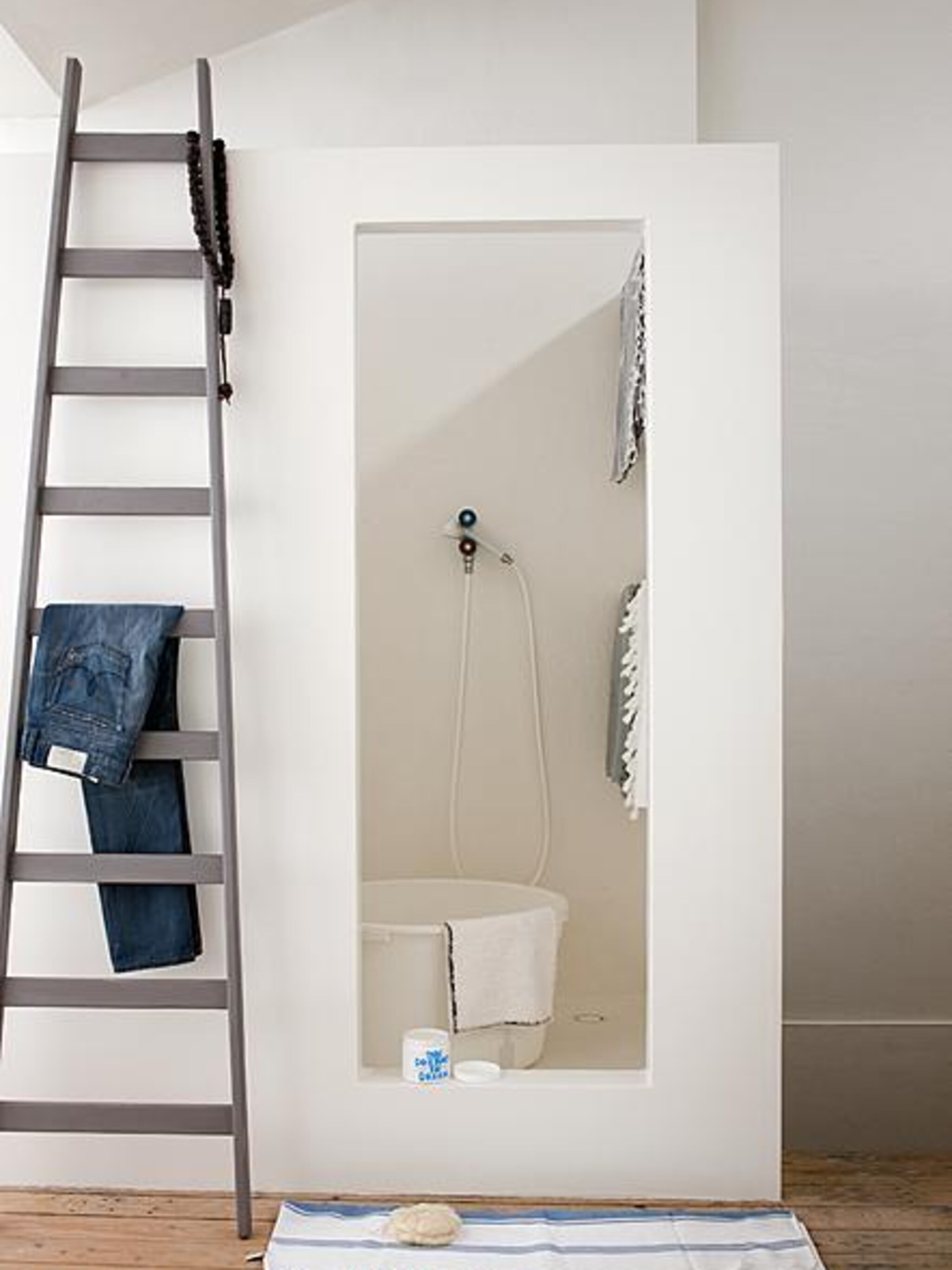 zelfgebouwde douche unit