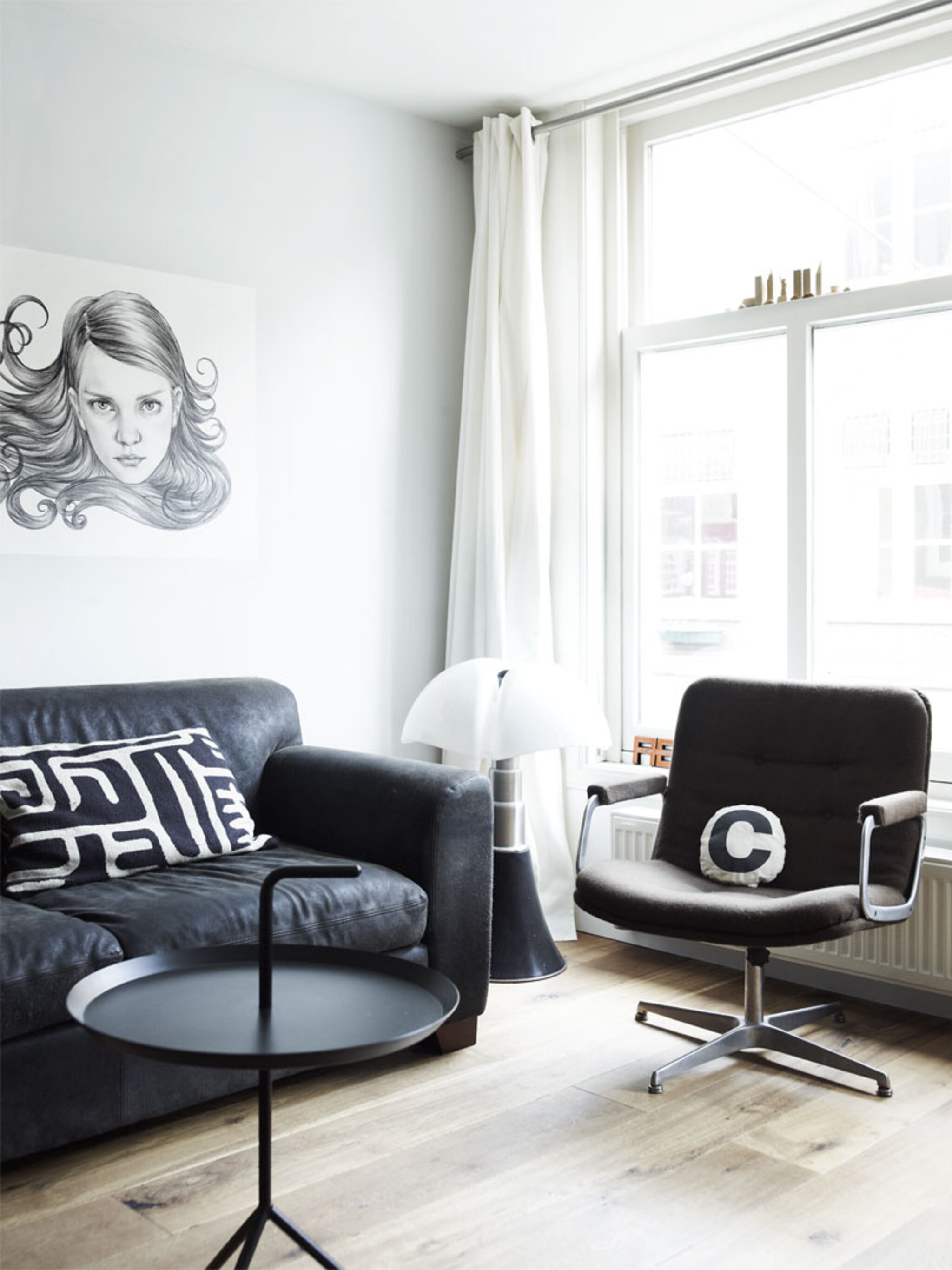 grafische print in een stoer interieur