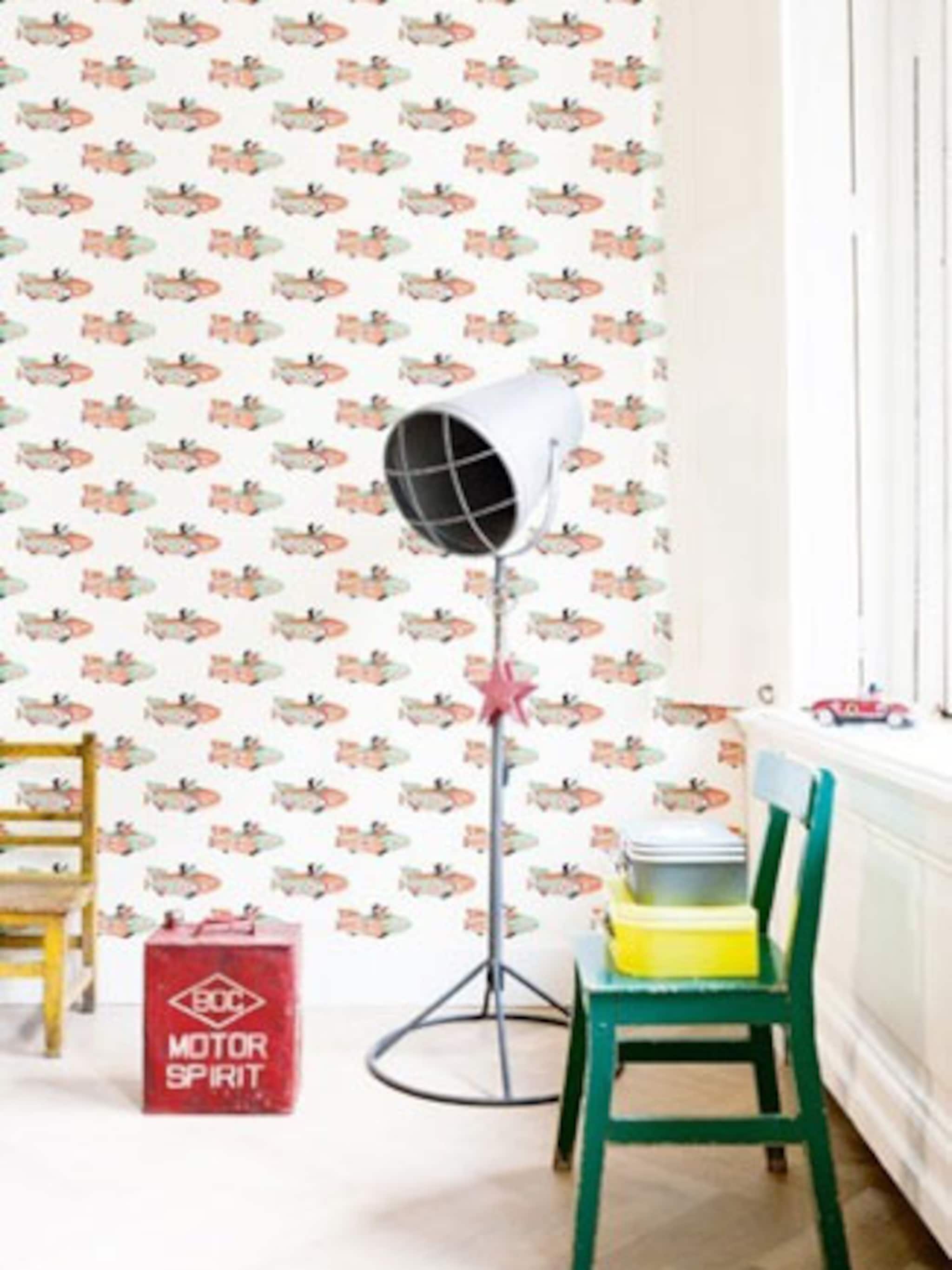 retro behang kinderkamer