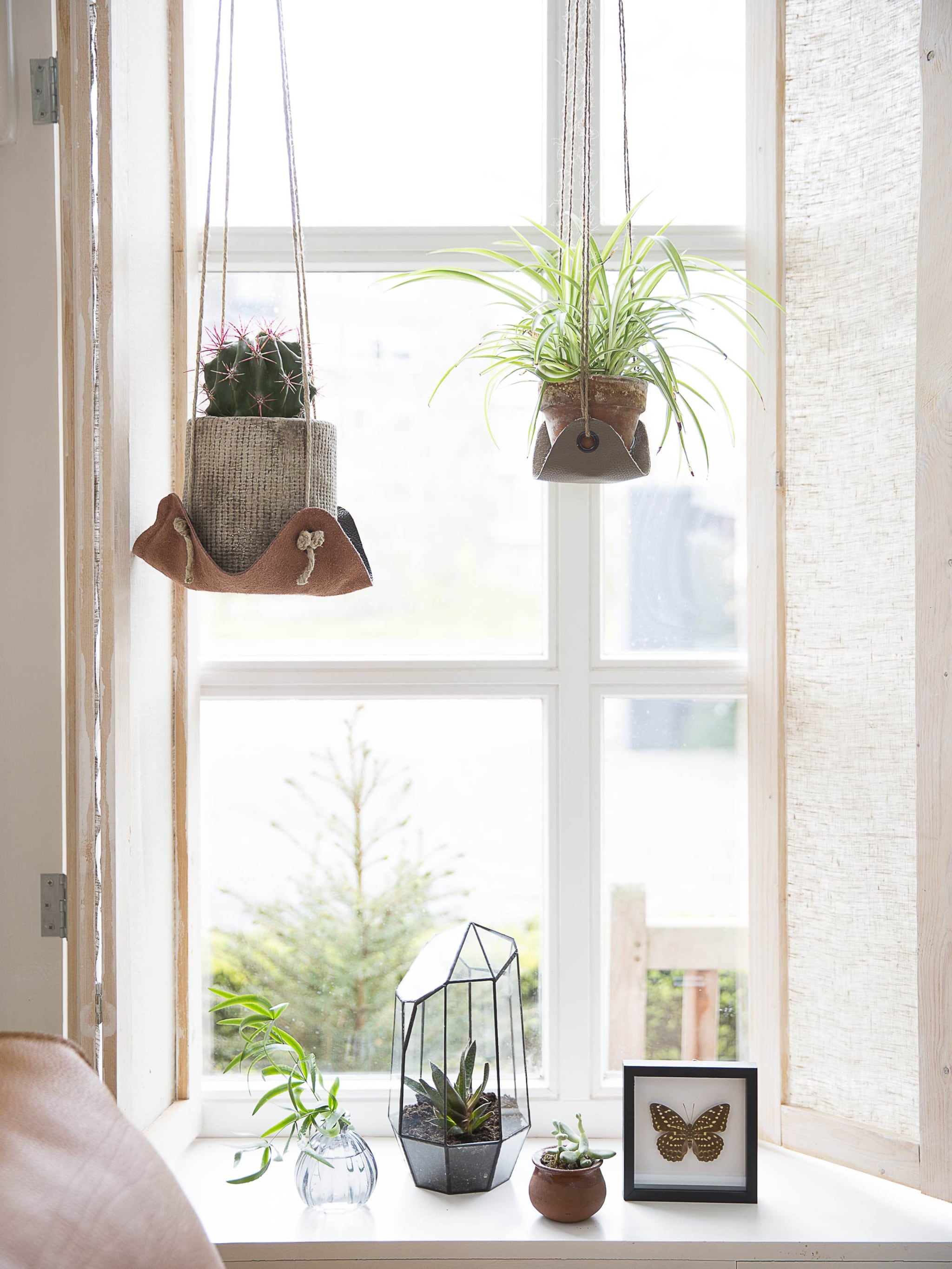 blikvanger leren plantenhouders