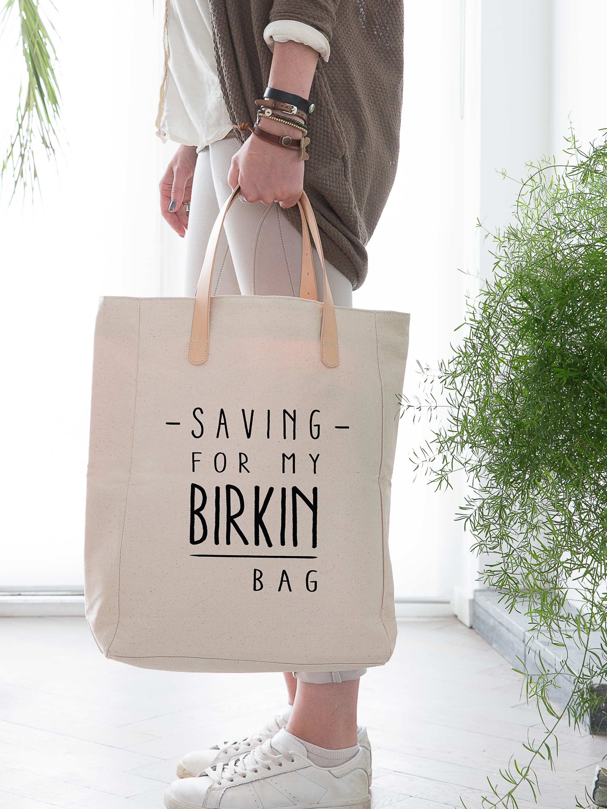 shopper met lederen handvatten