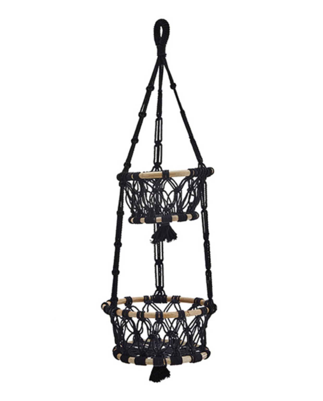 Madam Stoltz, Macrame hangmandjes zwart. Deens.nl