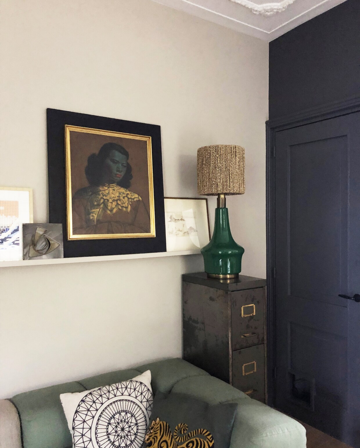 Vintage hoarder groene staande lamp vtwonen 07-2023 | fotografie Marlon Zwier