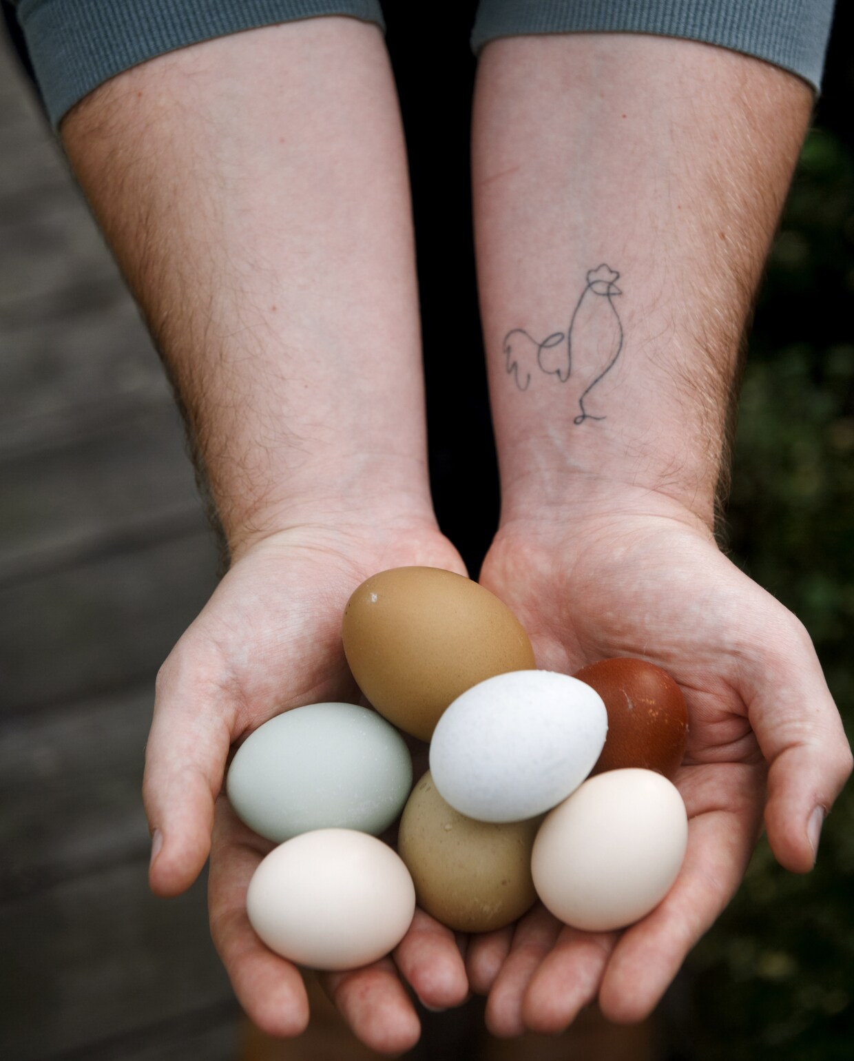 Gekleurde kippeneieren zijn een leuk presentje. Ze lijken geverfd, maar zijn echt. vtwonen 2022-special TUIN 5 | binnenkijker 4 | styling Ilona Jongepier | fotografie Brenda van Leeuwen