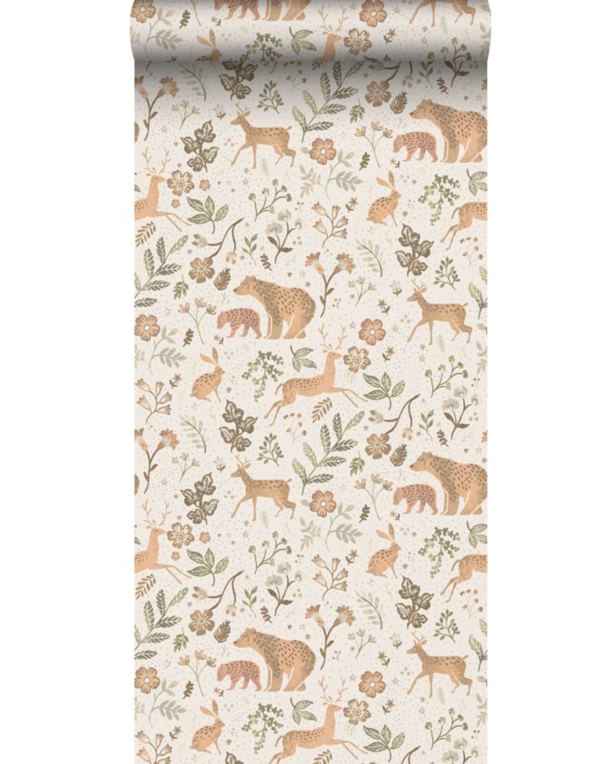 Behang bos met bosdieren gebroken wit en beige - 139525 van EstaHome Estahome.nl