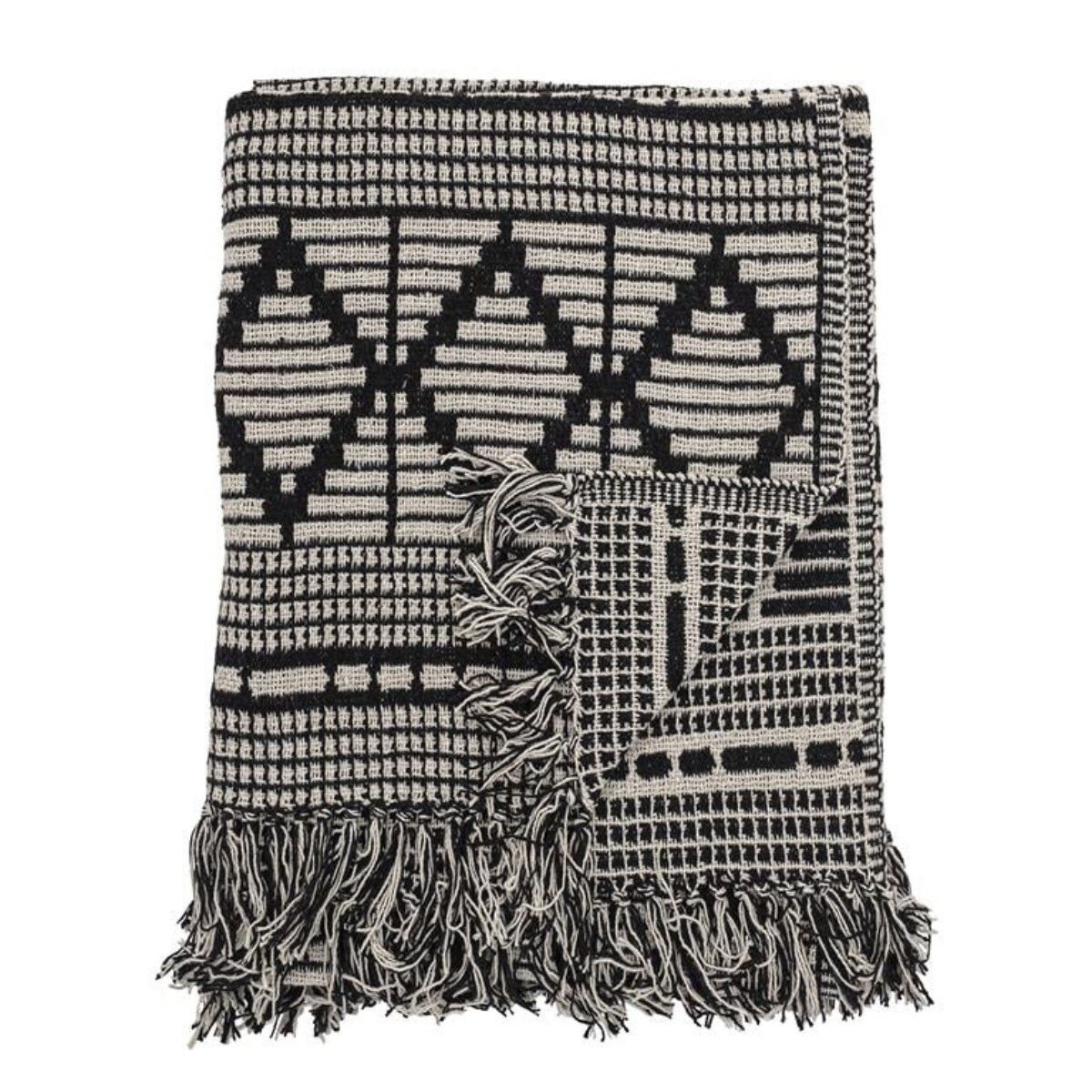 bloomingville gutte plaid - zwart recycled katoen vtwonen by fonQ