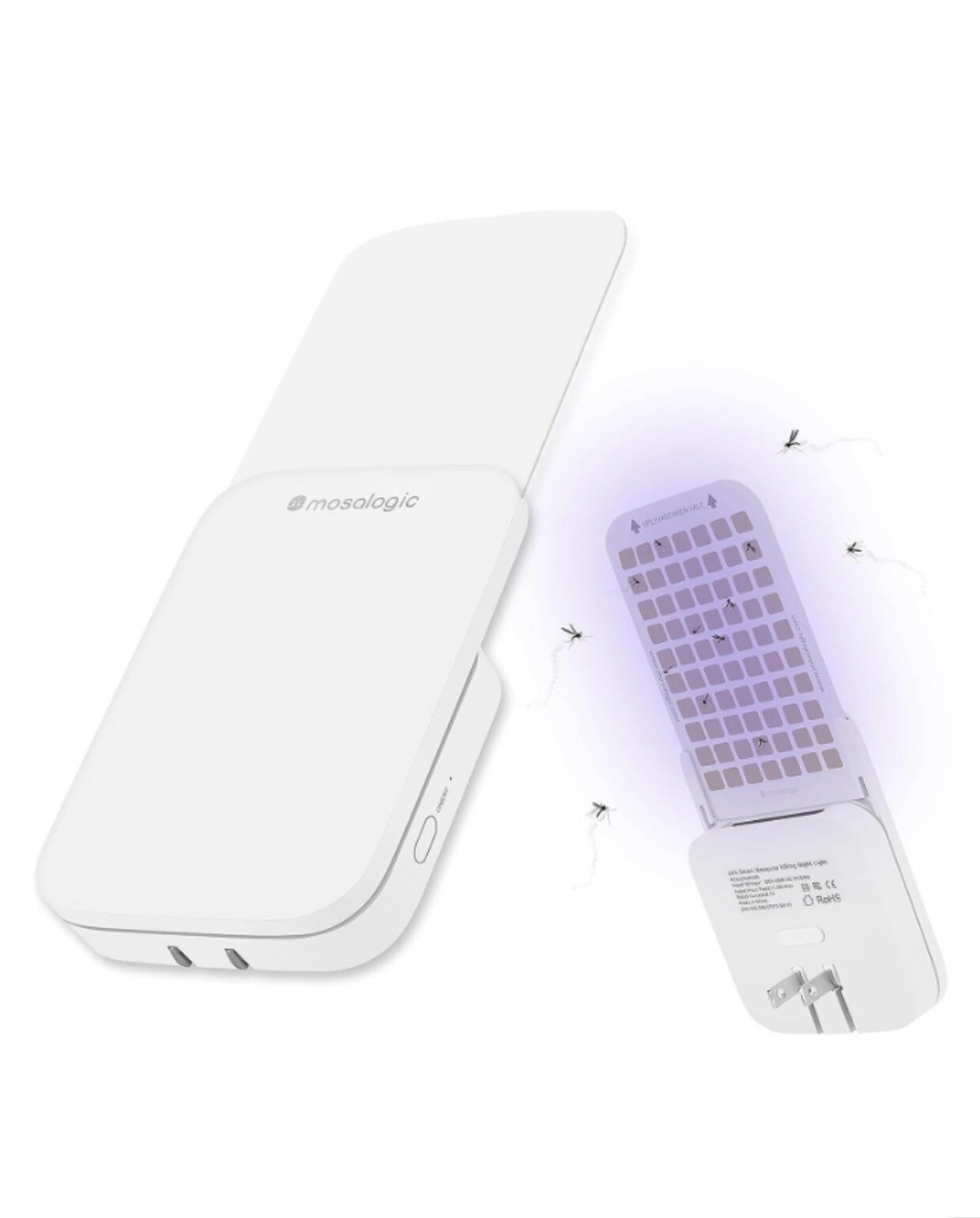 Mosalogic Flying Insect Trap Plug-in Mosquito Killer Indoor Gnat Moth Catcher Fly Tapper with Night Light UV Attractant Catcher for Home Office White-1PACK Amazon