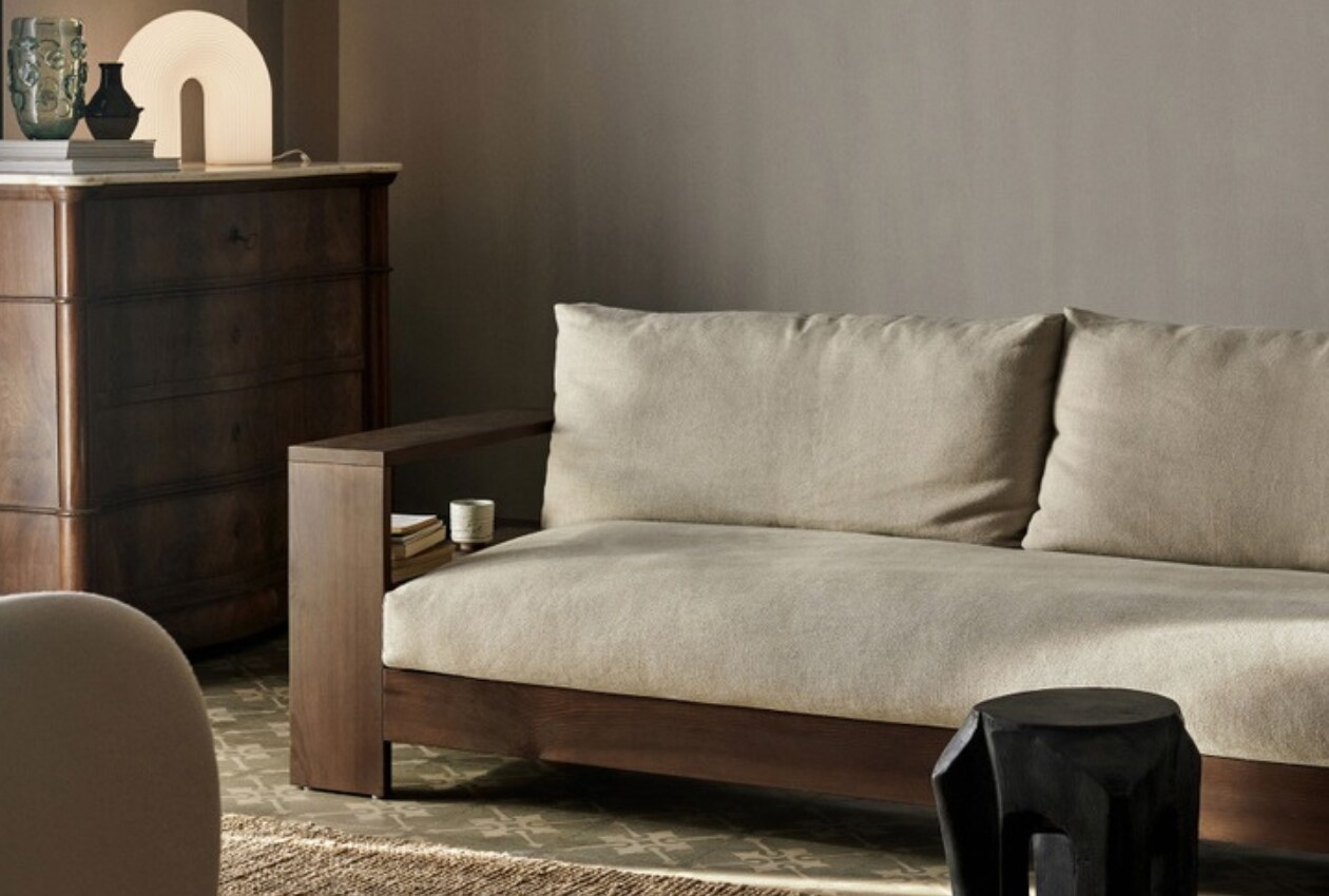 Ferm Living - Edre Sofa - Classic Linen - Dark Stained