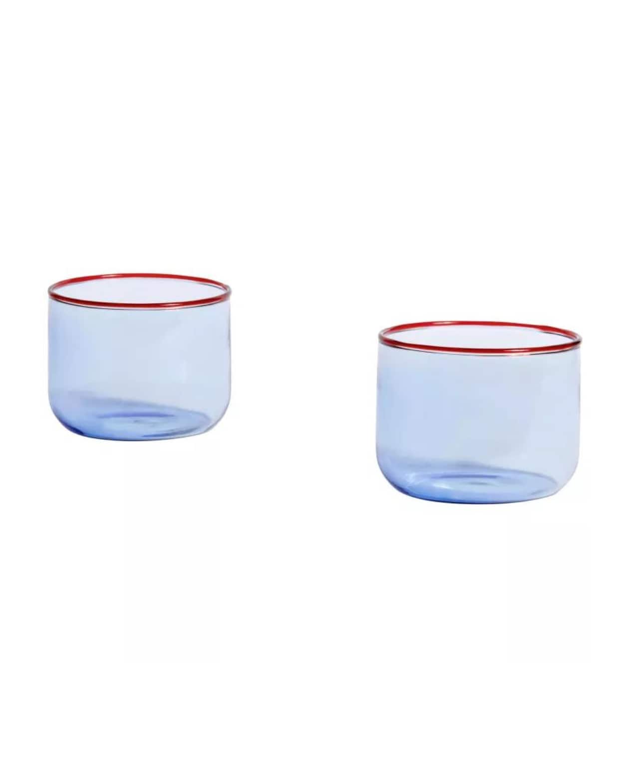 HayTint glas 0.2L set van 2 lichtblauw met rode rand - Flinders Flinders