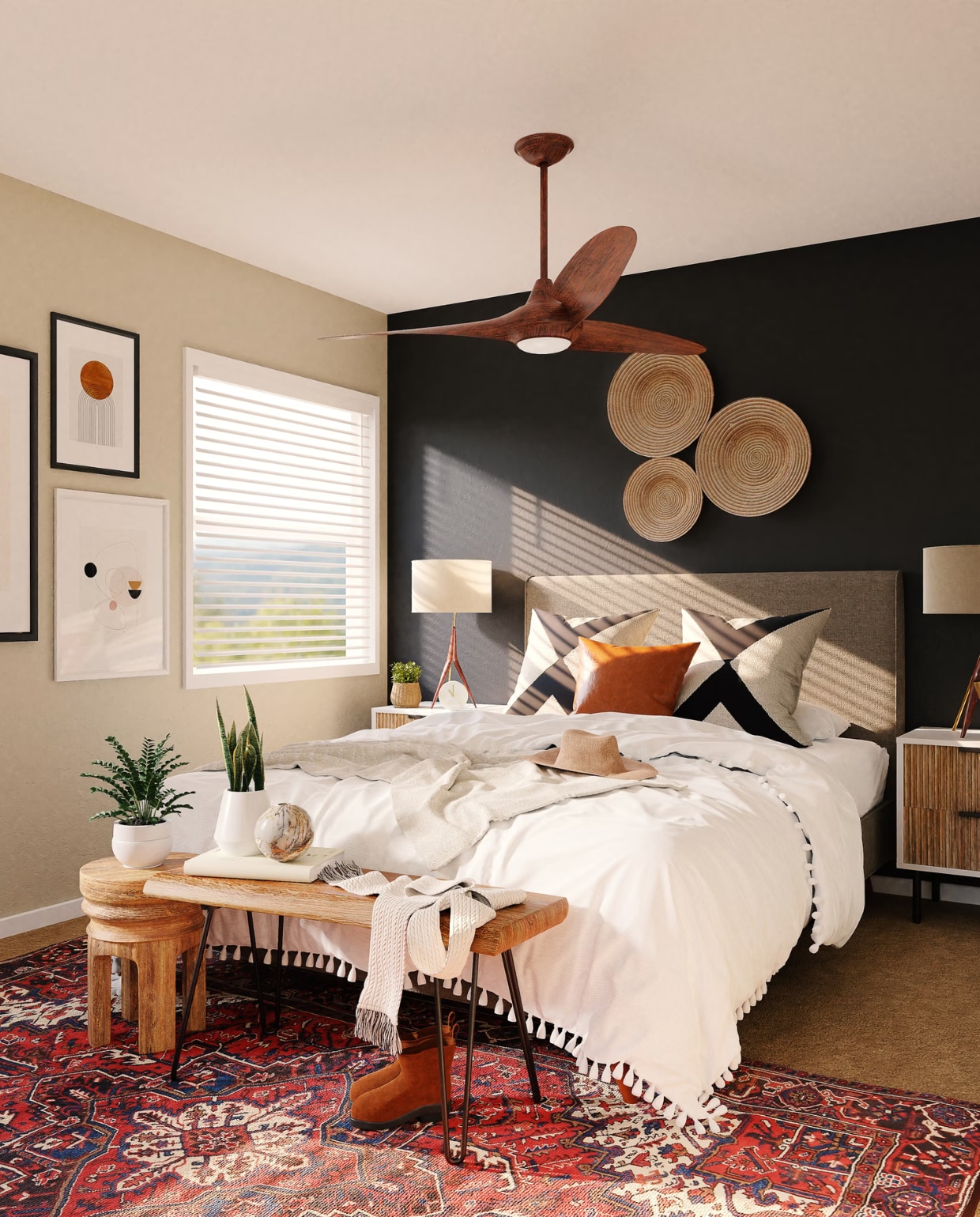 plafondventilator, slaapkamer Spacejoy via Unsplash