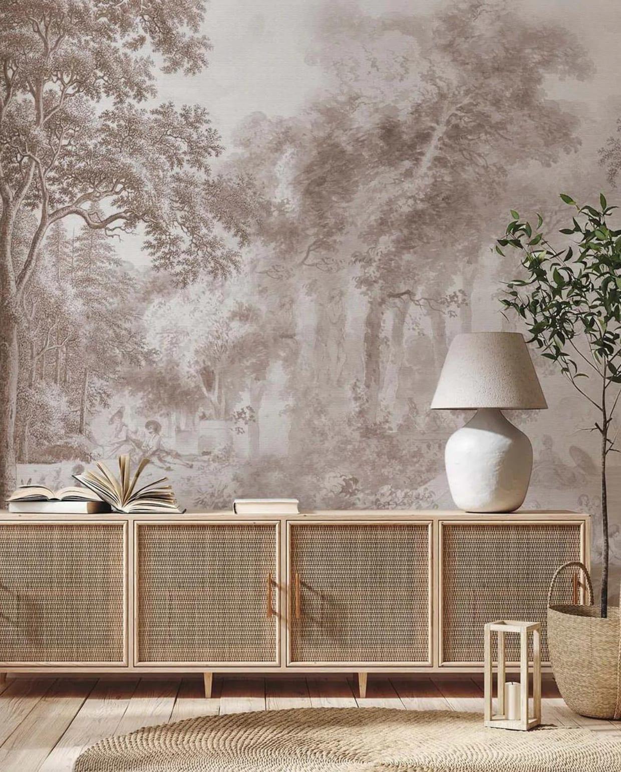 Annet Weelink Design landschap behang romantic garden brown Annet Weelink Design