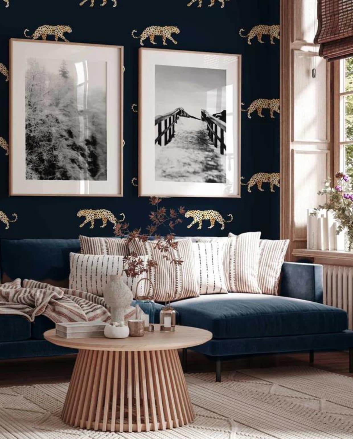 Annet Weellink design, luipaard behang - Leopard navy blue € 176 Annet Weelink Design