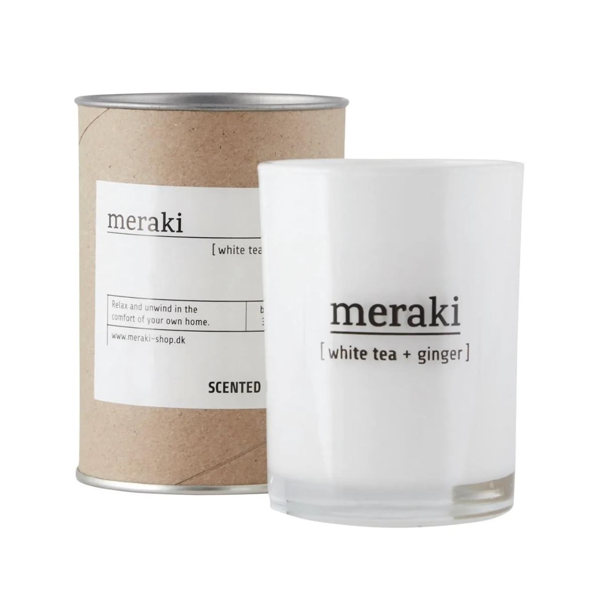 Geurkaars witte thee gember white tea ginger van Meraki Geurkaars