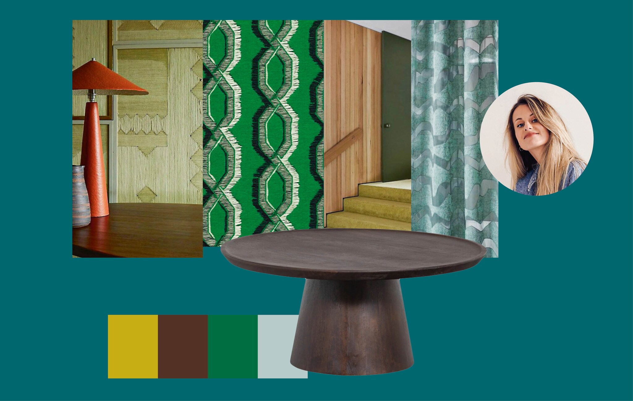 Moodboard trendstijl Mid-century Design van stylist Kelly van Gendt - vt wonen&amp;design beurs 2024 beeld vtwonen