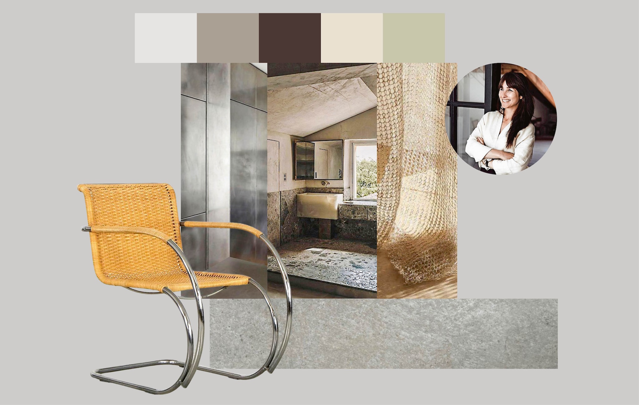 Moodboard trendstijl New Brutalism van stylist Marlies Does - vt wonen&amp;design beurs 2024 vtwonen
