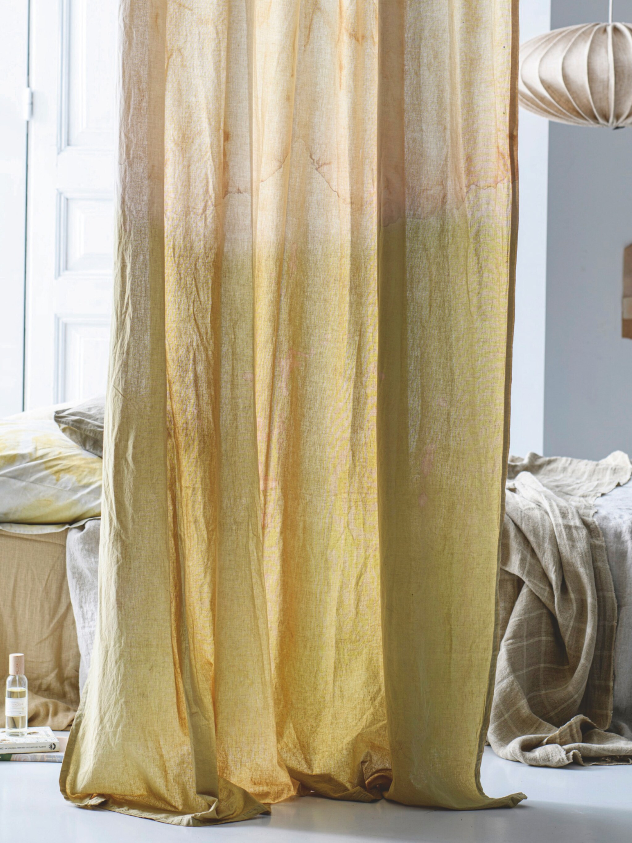 diy gordijnen verven met fruit groente