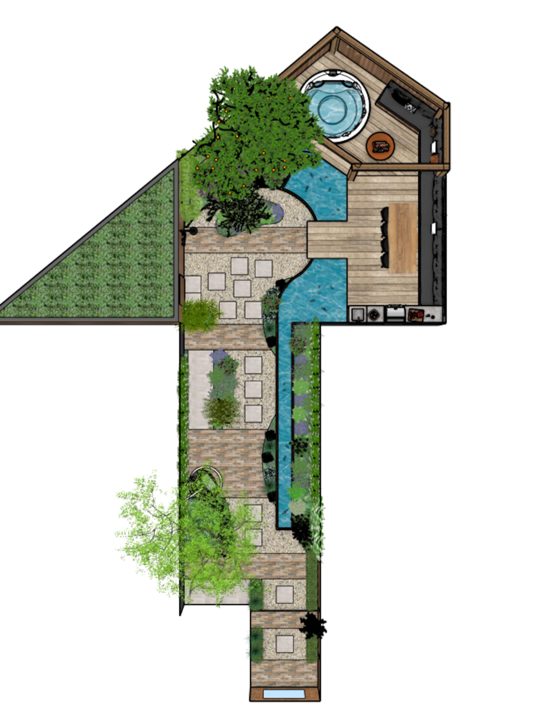 shop de beplanting tuinontwerp met terrassen