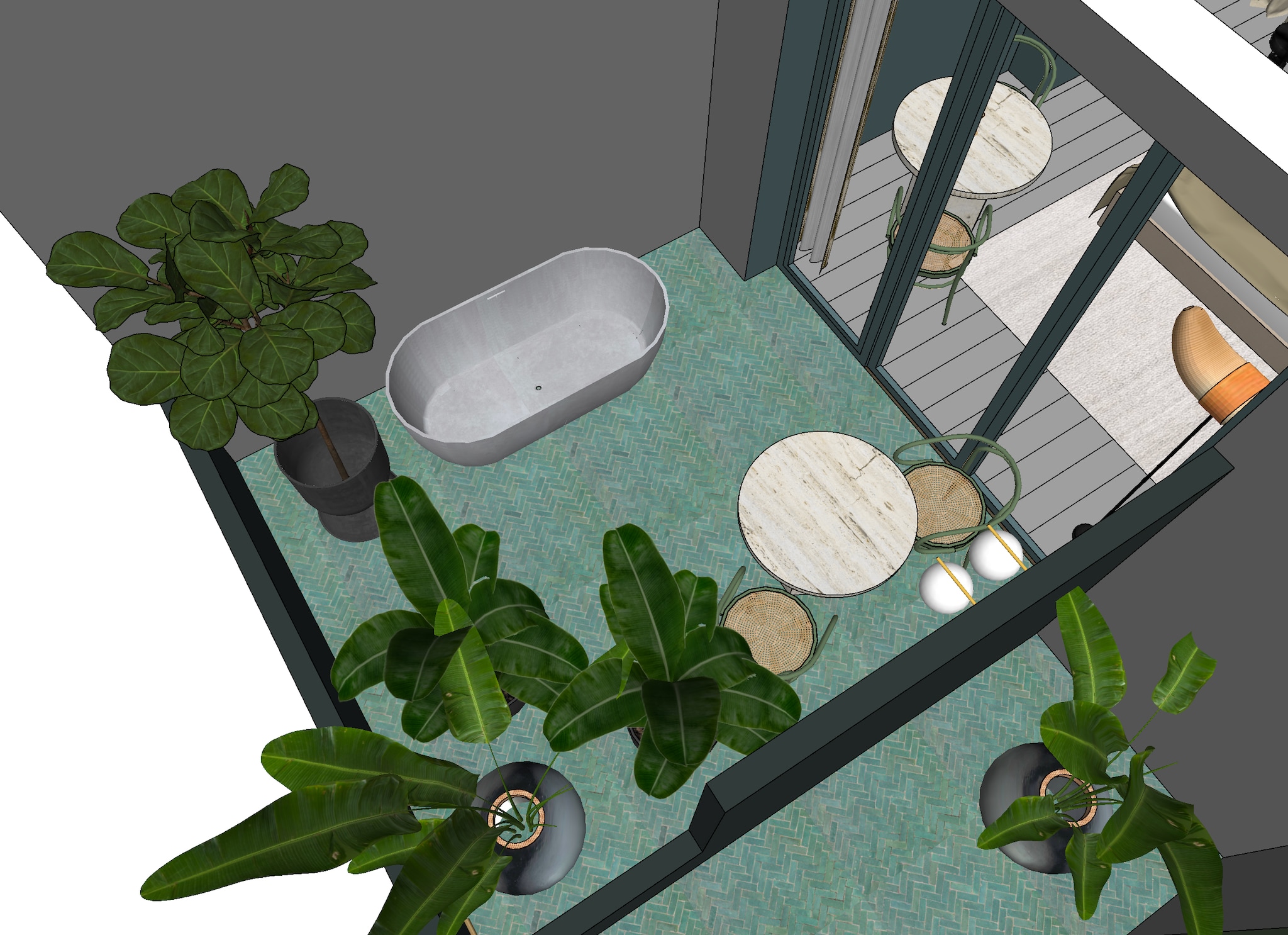 Column Durf met Theo-Bert. Ontwerp van de badkamer in een serre/tuinkamer. vtwonen 03-2025 | beeld Theo-Bert Pot