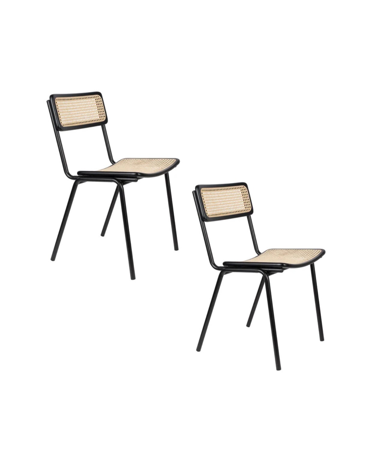 Shop op shop.vtwonen.nl: eetkamerstoel Jort van Zuiver, metaal en webbing, set van 2 € 598. Zuiver