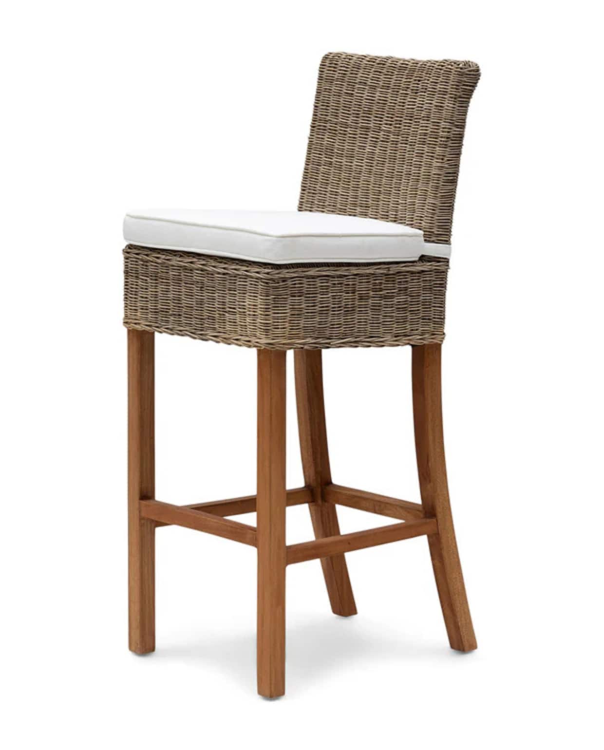 Shop op shop.vtwonen.nl: barstoel Rivièra Maison, rattan, hout en katoen, 50x51x115 cm (bxdxh) € 399. Rivièra Maison