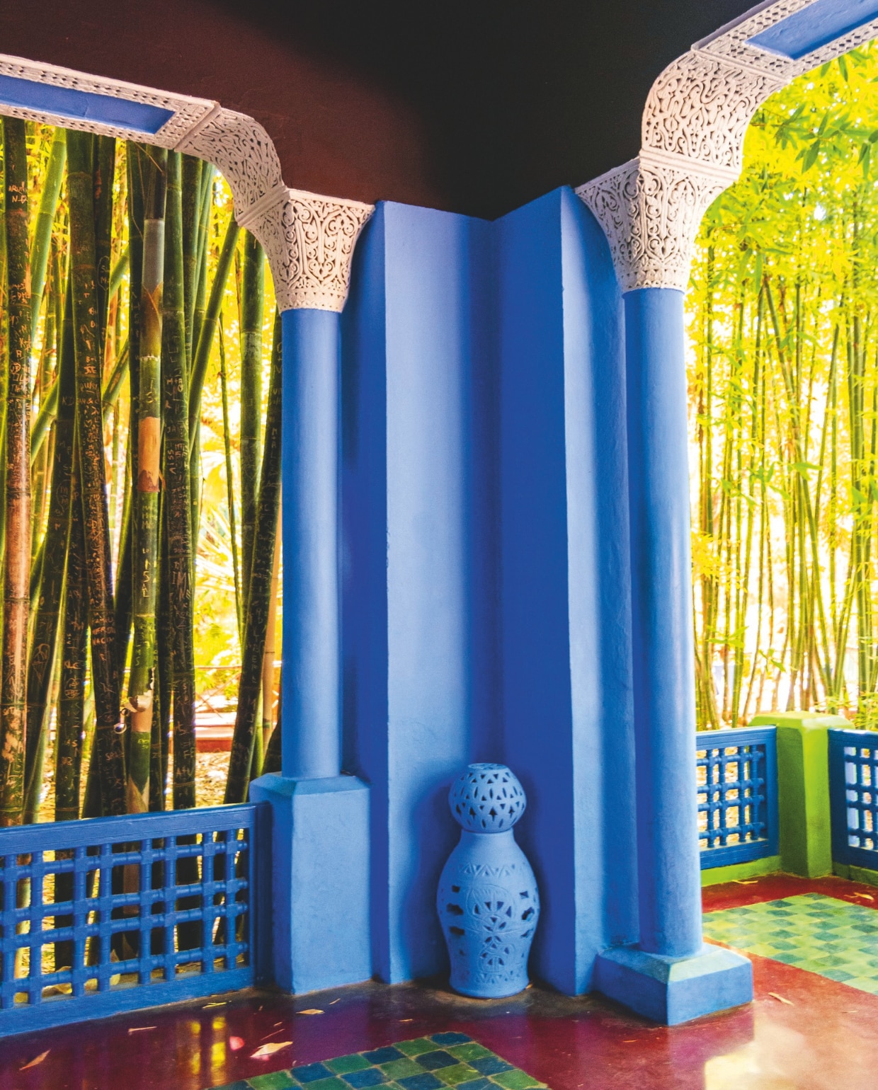Jardin Majorelle, een botanische tuin van ruim 9000 m² in Marrakech, Marokko. vtwonen 4-2025 | fotografie Pauline Egge, Getty Images, Flory Hartog