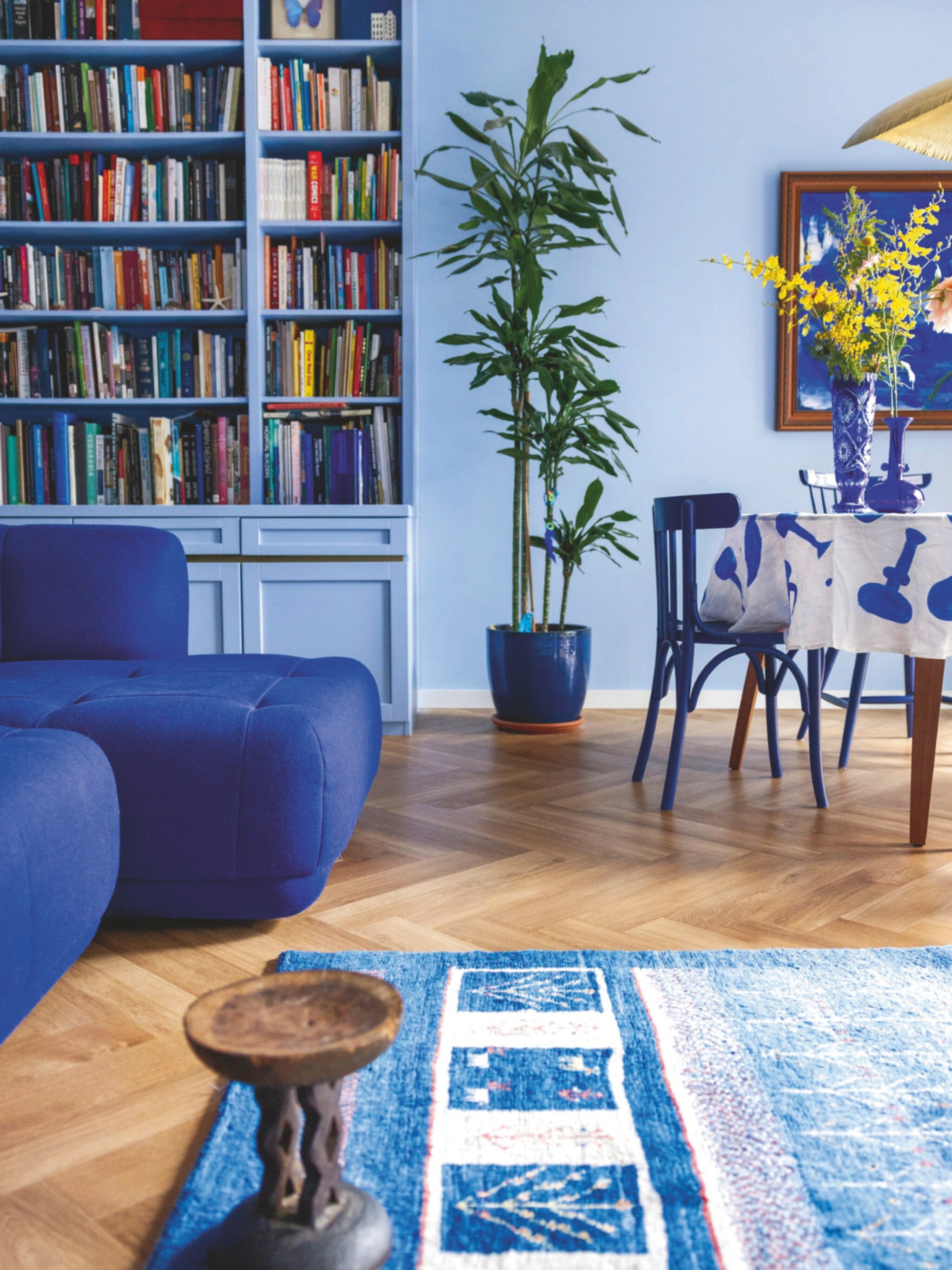 binnenkijken in een blauw appartement