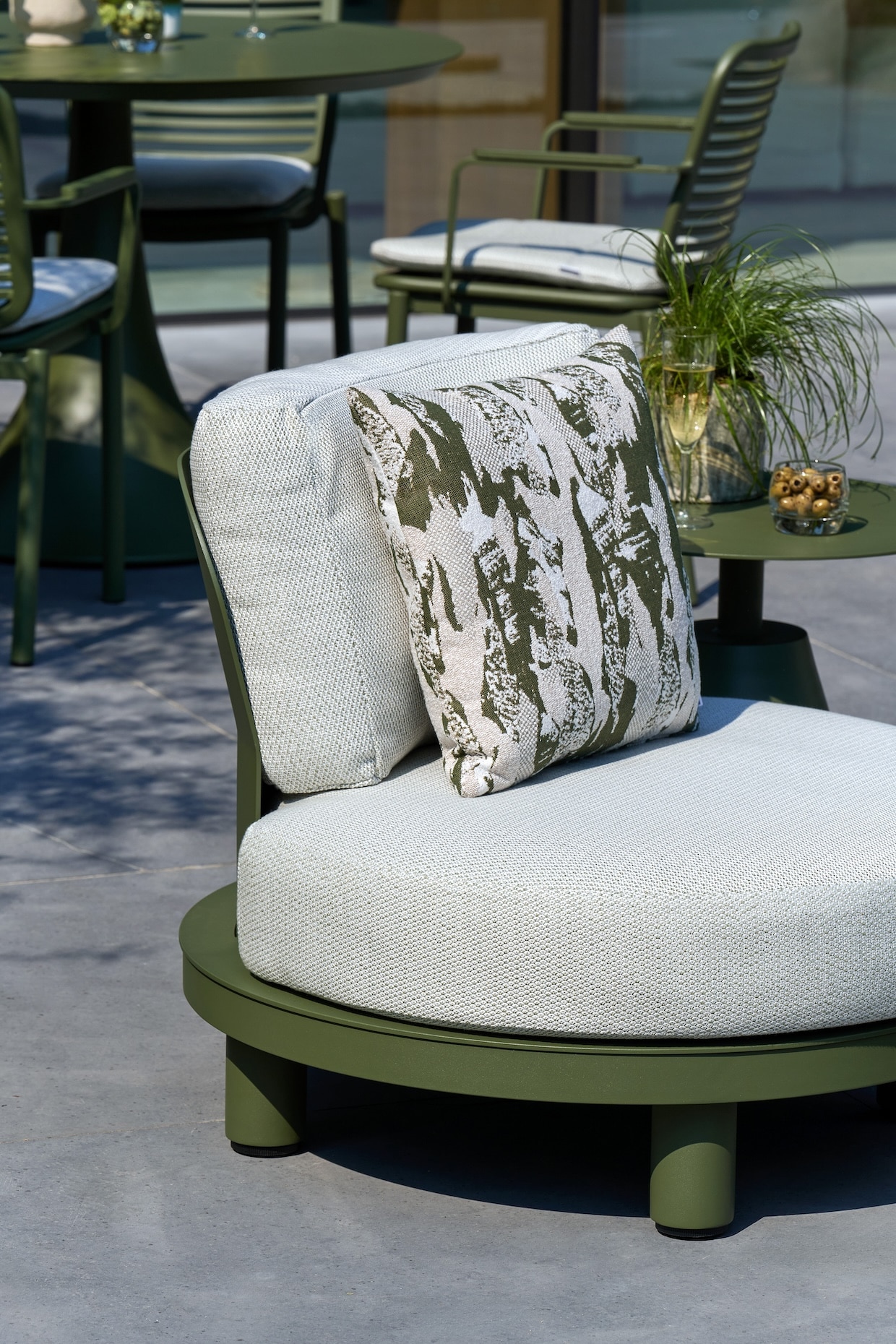 Donato-loungestoel in groen aluminium, Exterioo